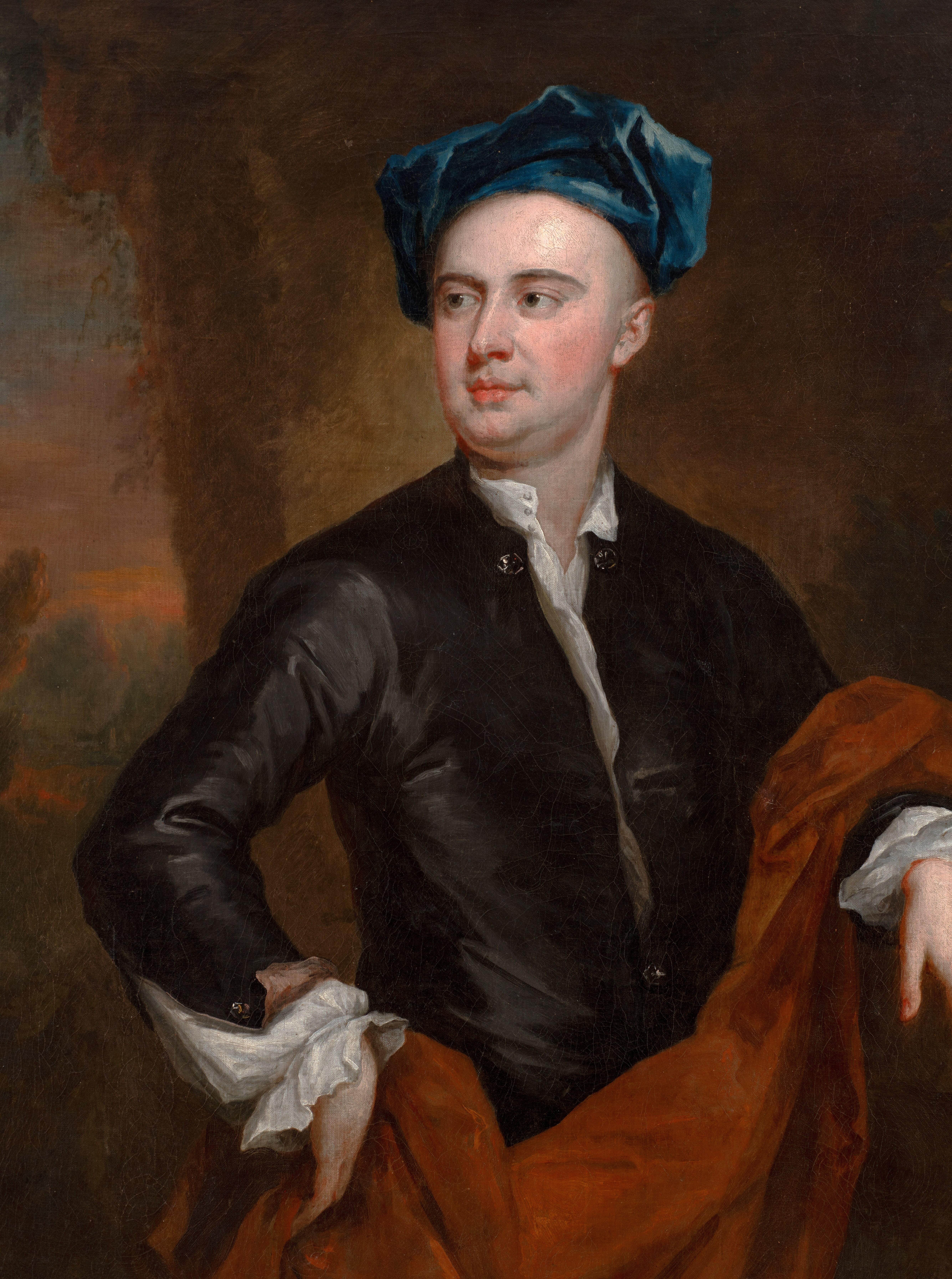 Portrait of an artistic Gentleman, c. 1720s - Old Masters Painting by John Vanderbank