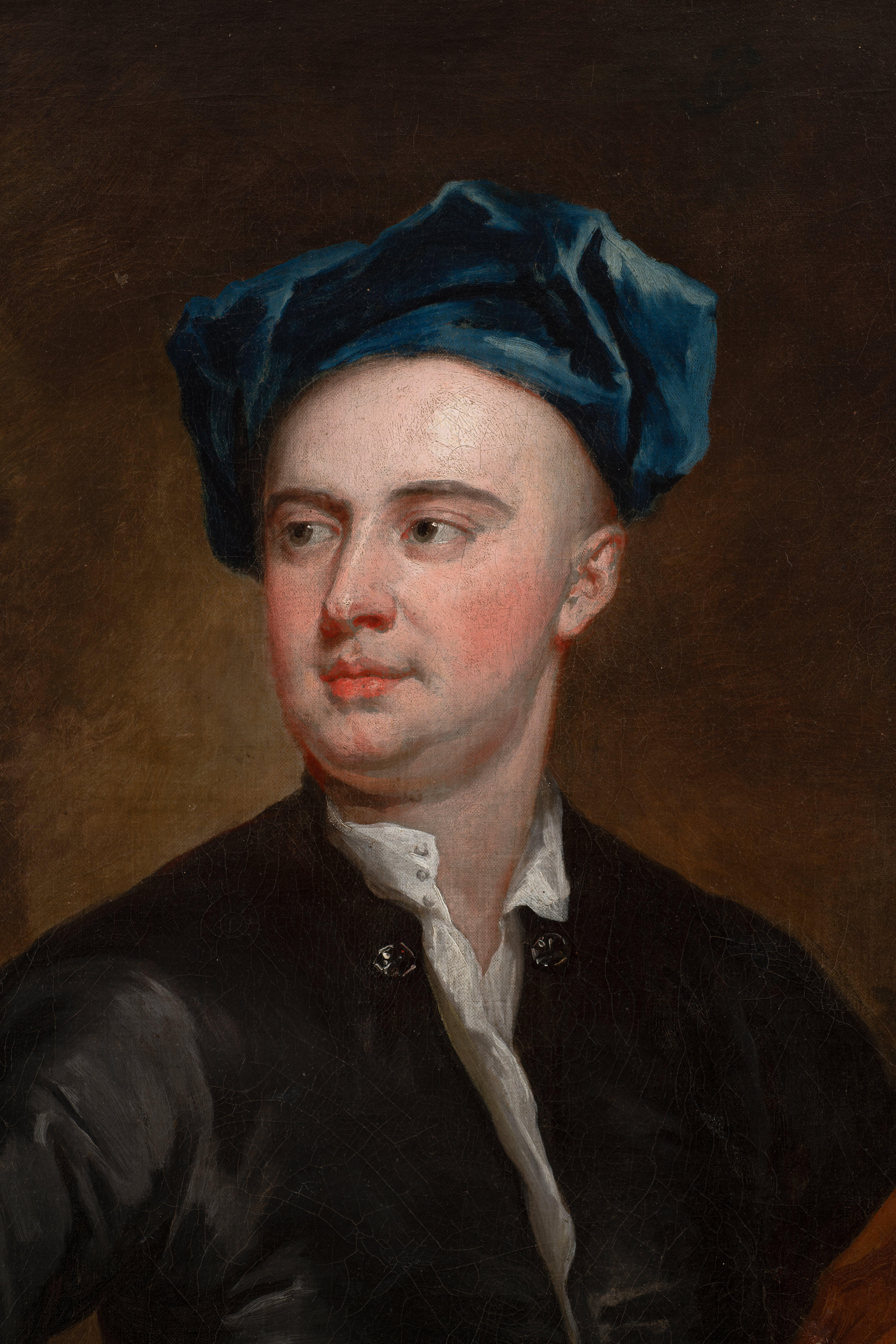 Portrait of an artistic Gentleman, c. 1720s - Black Portrait Painting by John Vanderbank