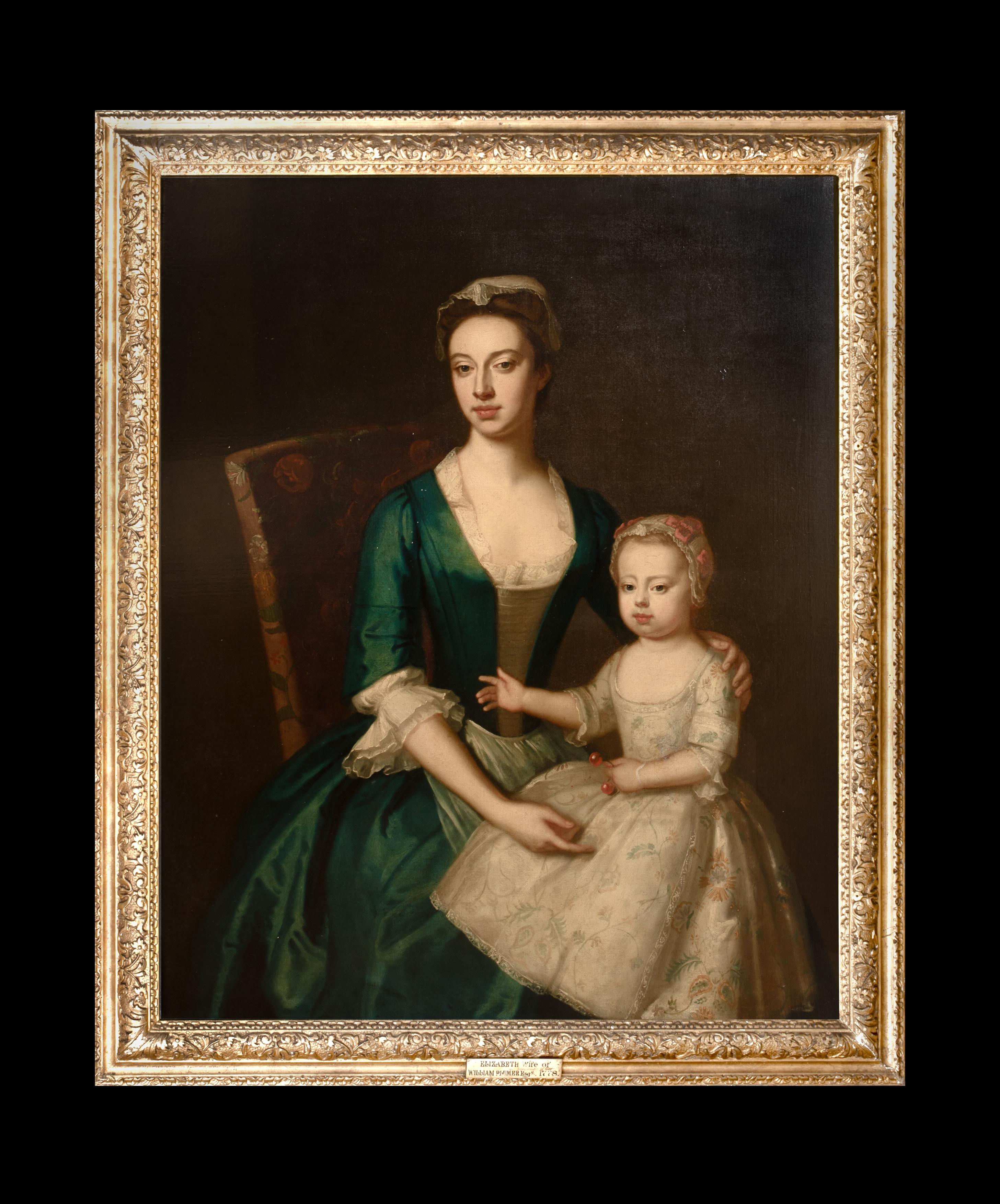 Ritratto di Elizabeth Plumer (nata Byde) e della figlia, 1735 circa - Painting di John Vanderbank