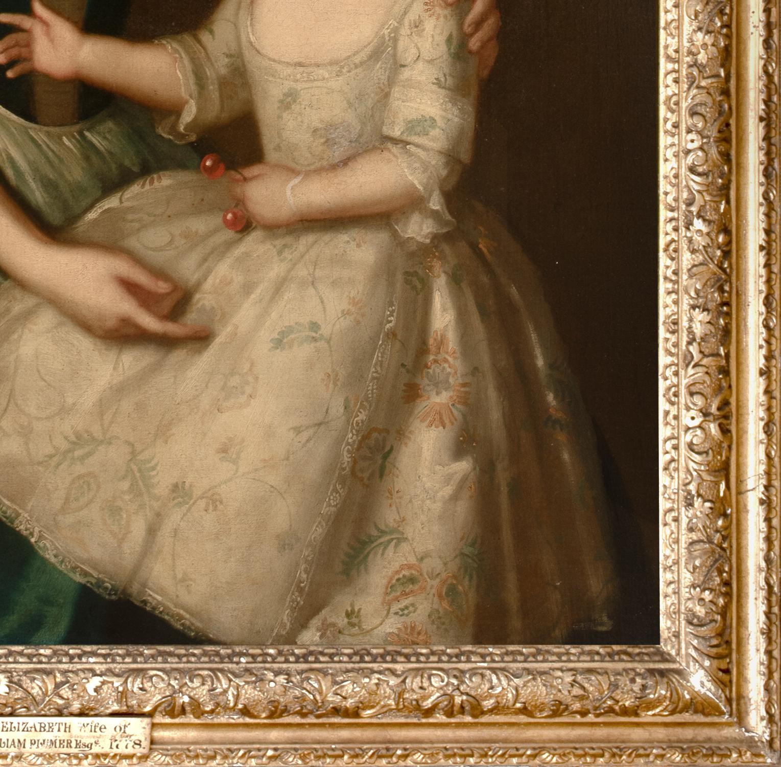 Ritratto di Elizabeth Plumer (nata Byde) e della figlia, 1735 circa

di John Vanderbank (1694-1739)

Grande ritratto del 1735 di Elizabeth Plumer e di sua figlia con un sonaglio in mano, olio su tela di John Vanderbanks. Ritratto di tre quarti di