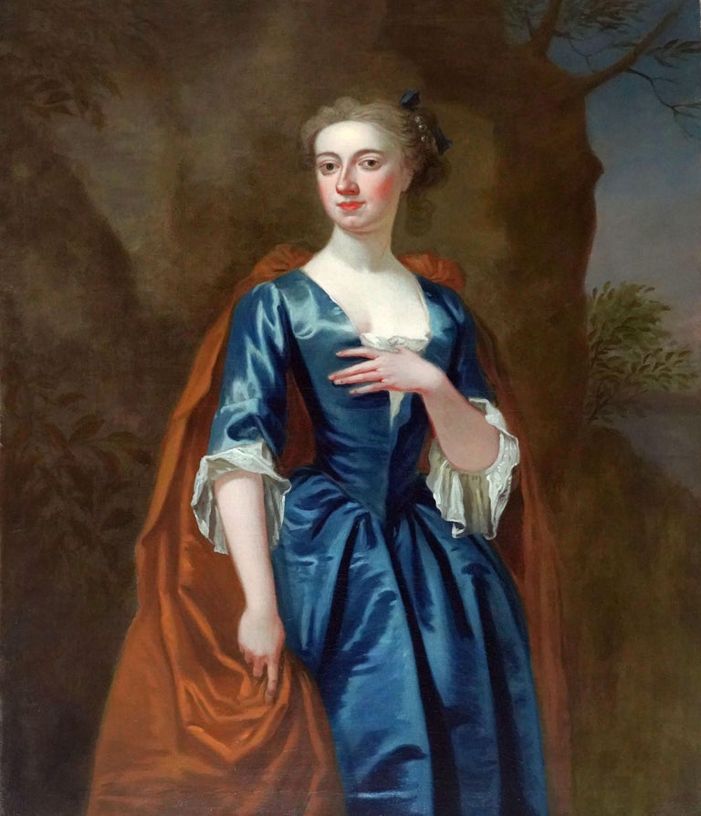 Portrait of Mrs James Hoste  - British 18th century art portrait oil painting  - Painting by John Vanderbank