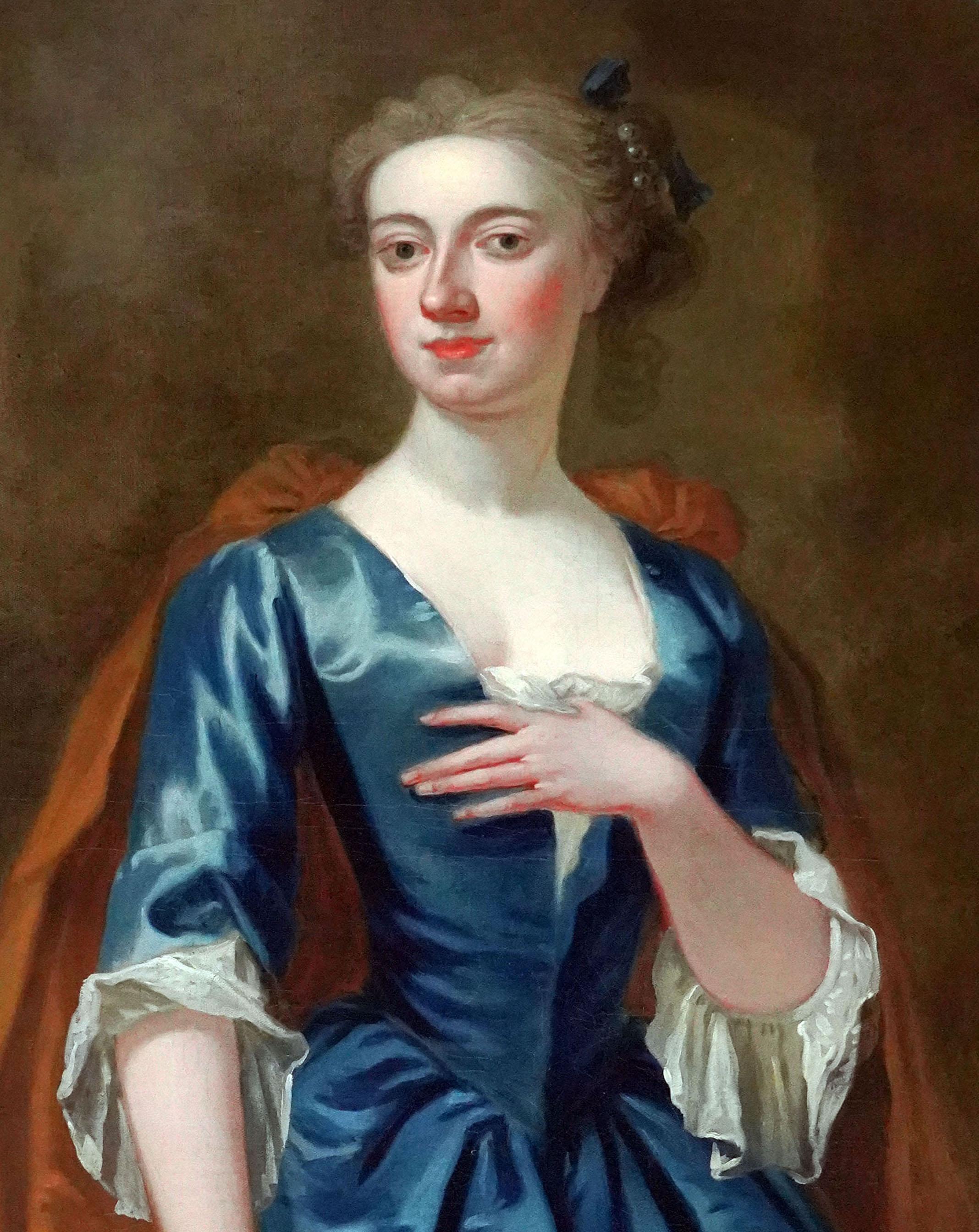 Portrait of Mrs James Hoste  - British 18th century art portrait oil painting  - Old Masters Painting by John Vanderbank