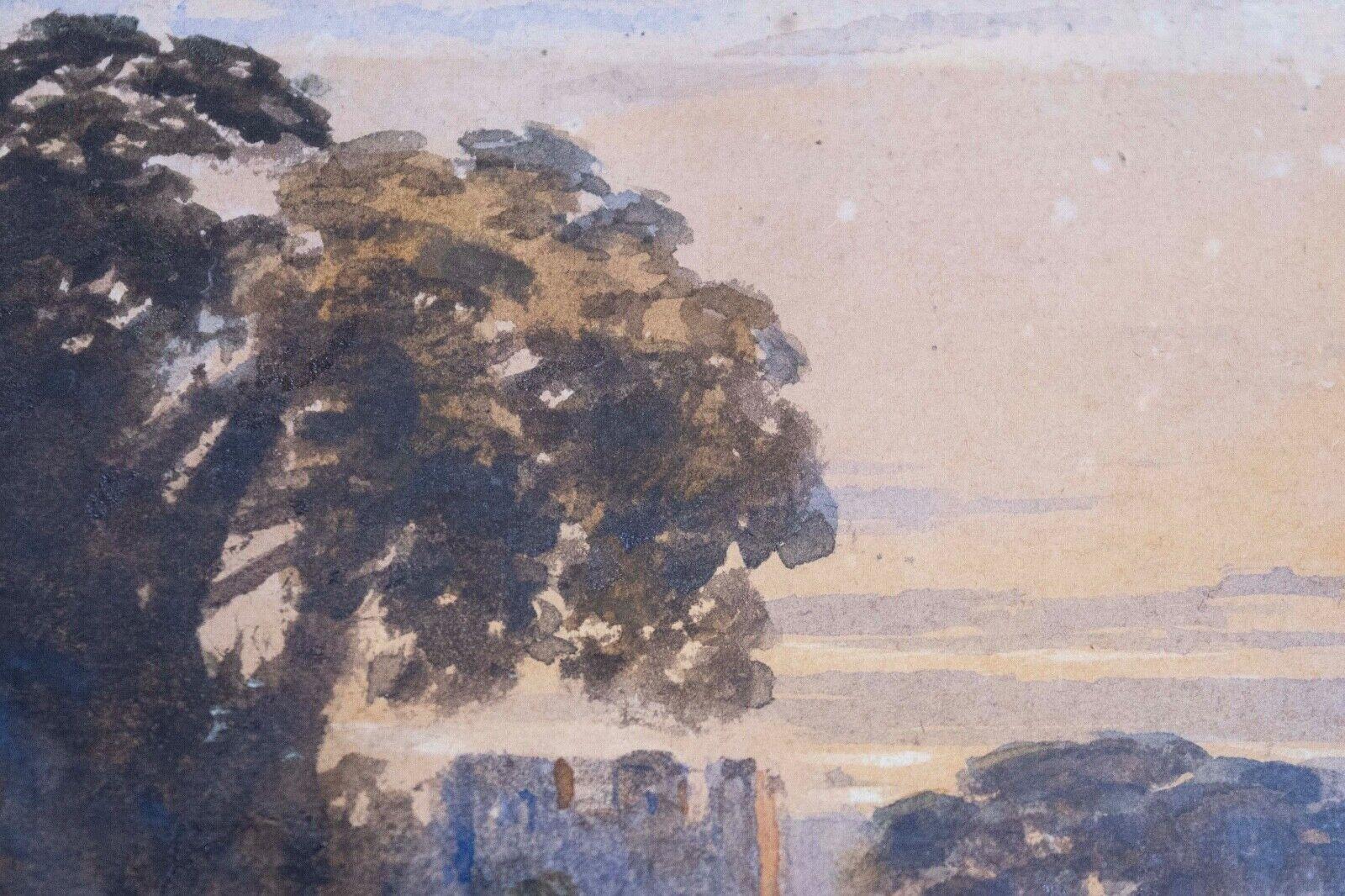 XIXe siècle John Varley Aquarelle ancienne sur papier, paysage anglais, encadrée, années 1800 en vente