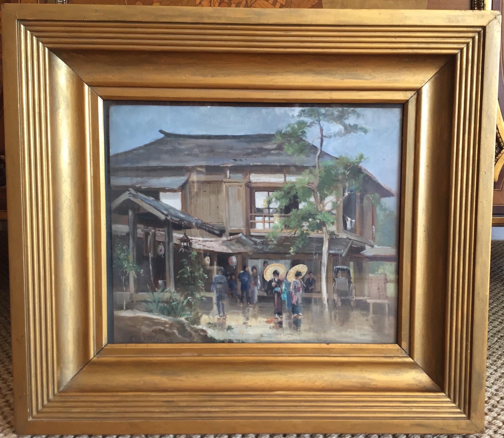 Scène japonaise - 19ème siècle:: moderne:: peinture de paysage par John Varley Jnr 2