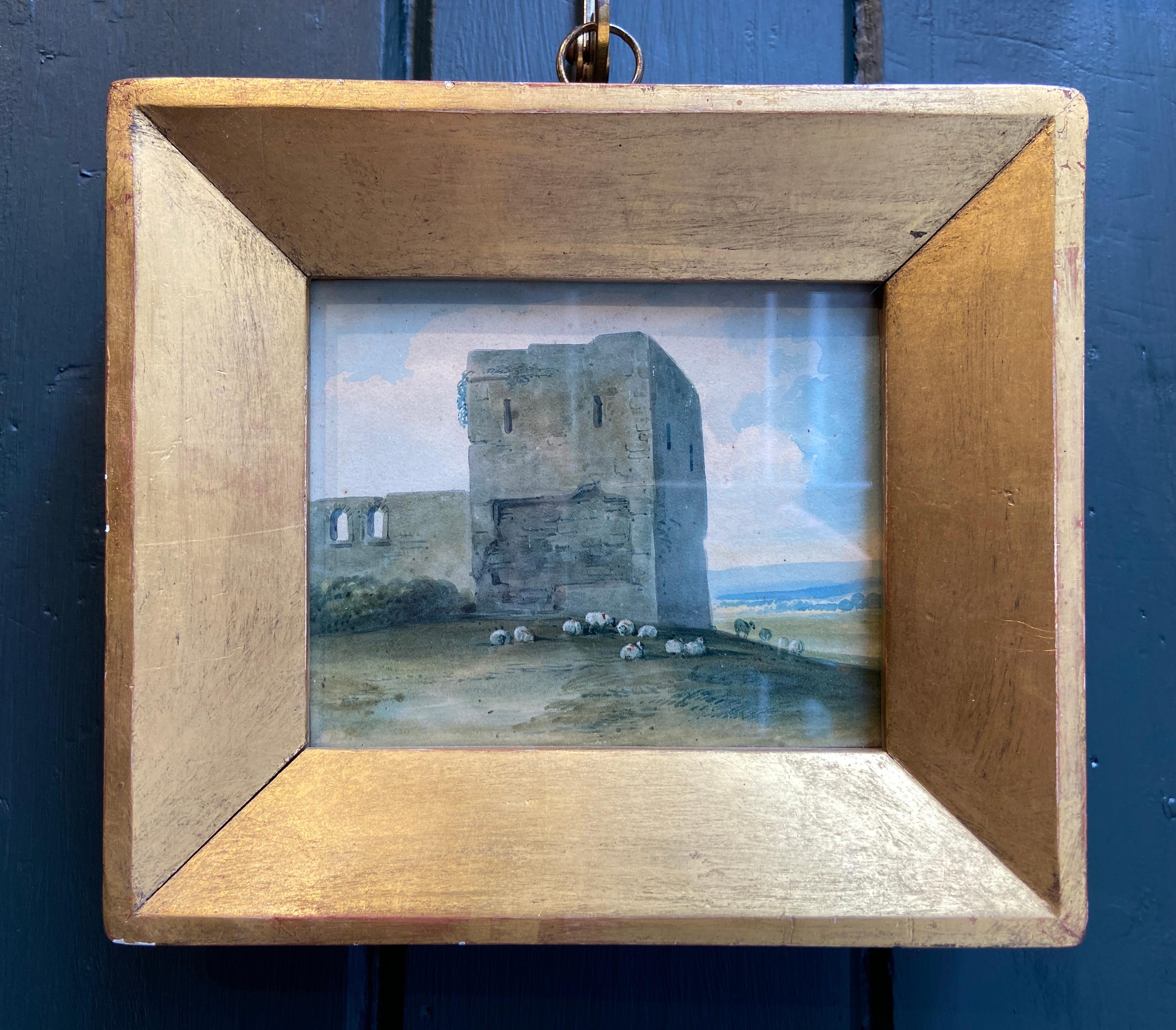 The Old Ruined Tower, Watercolour Early 19th Century, Period Frame - Painting by John Varley