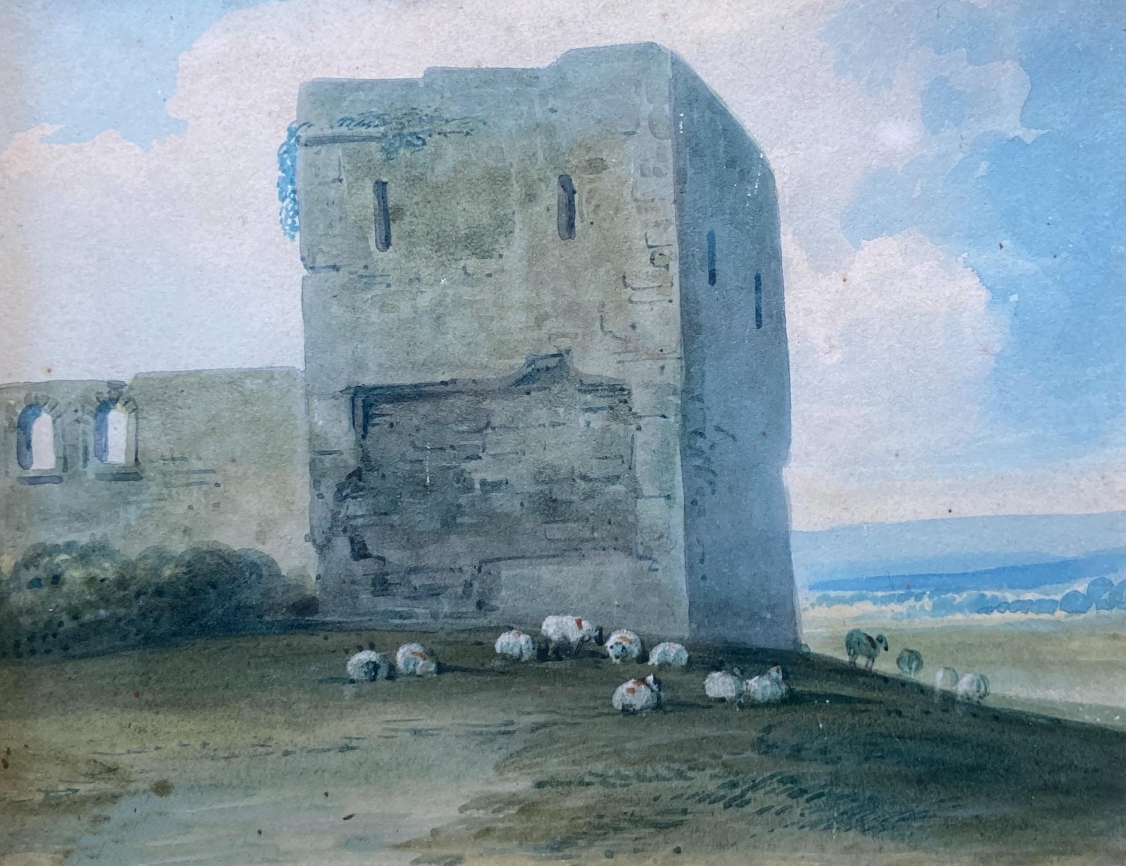 John Varley Landscape Painting - The Old Ruined Tower, Watercolour Early 19th Century, Period Frame