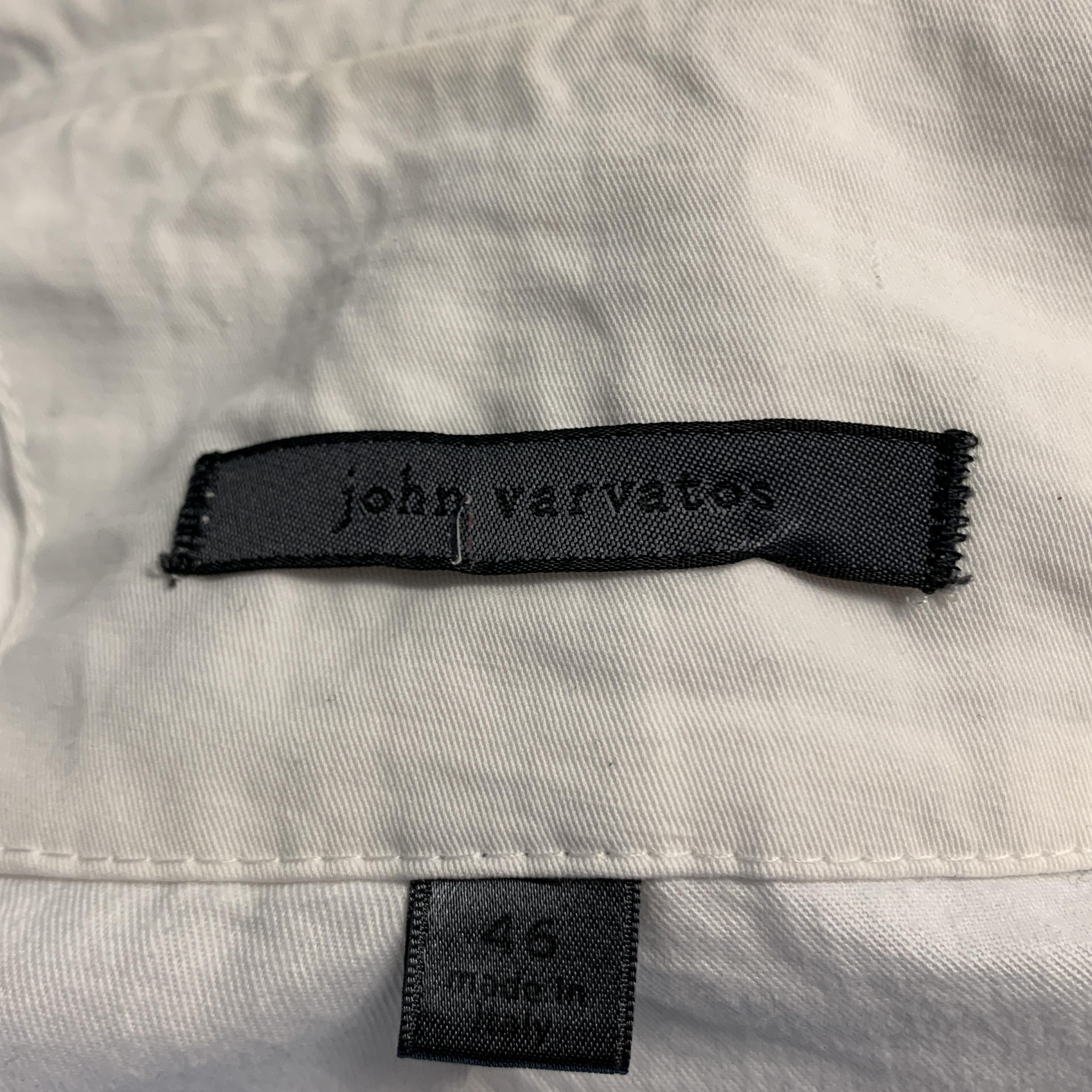 Men's JOHN VARVATOS 36 White Cotton / Linen Silver Embossed Metal Buttons Sport Coat