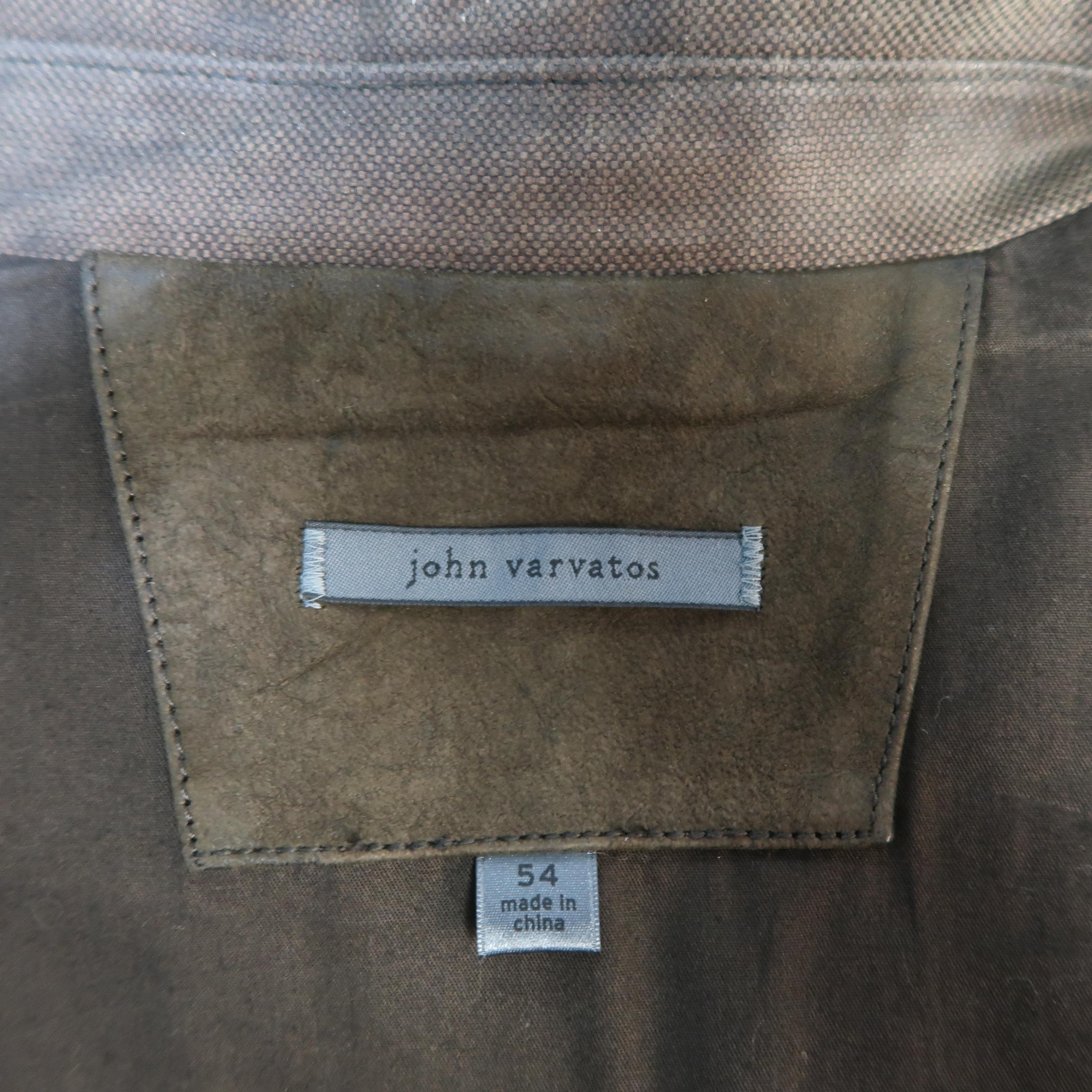 JOHN VARVATOS 44 Brown Distressed Leather Military Style Jacket 5