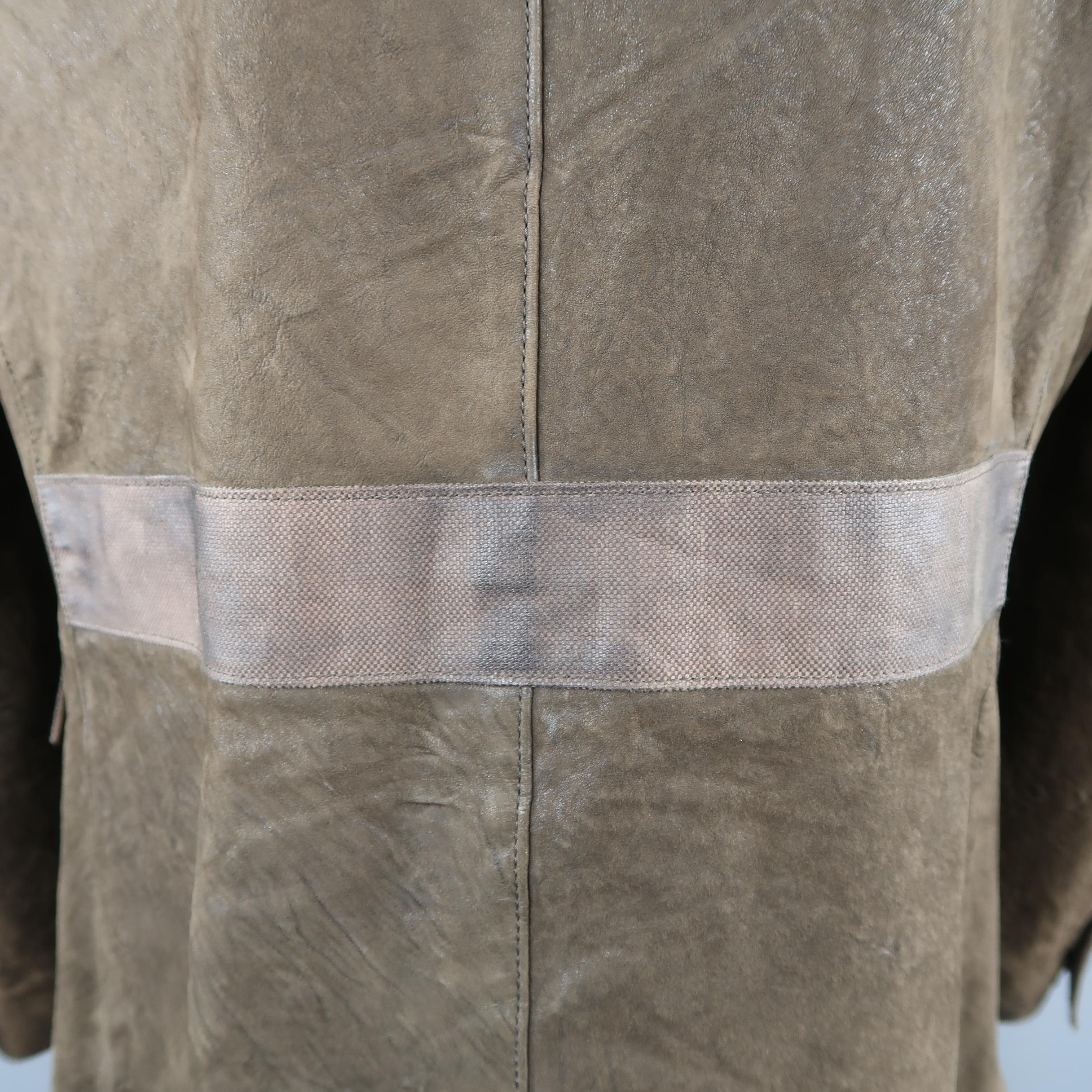 JOHN VARVATOS 44 Brown Distressed Leather Military Style Jacket 2