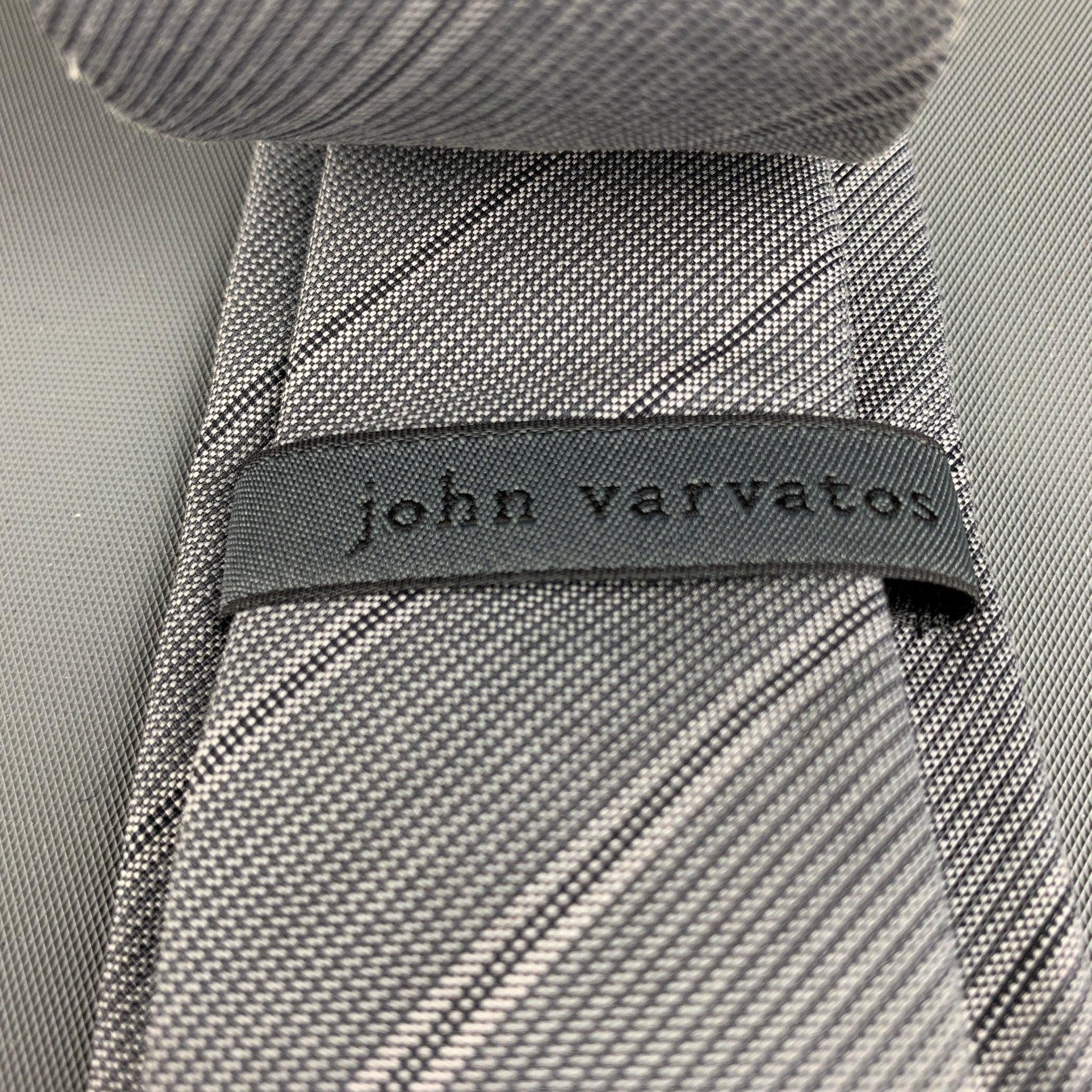 Men's JOHN VARVATOS Black Textured Silk Tie For Sale