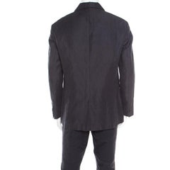 John Varvatos Dark Grey Houndstooth Patterned Linen Cotton Blazer XL