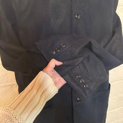 John Varvatos FW18 Burnished Suede Jacket XL Dark Navy Shawl Collar Button front