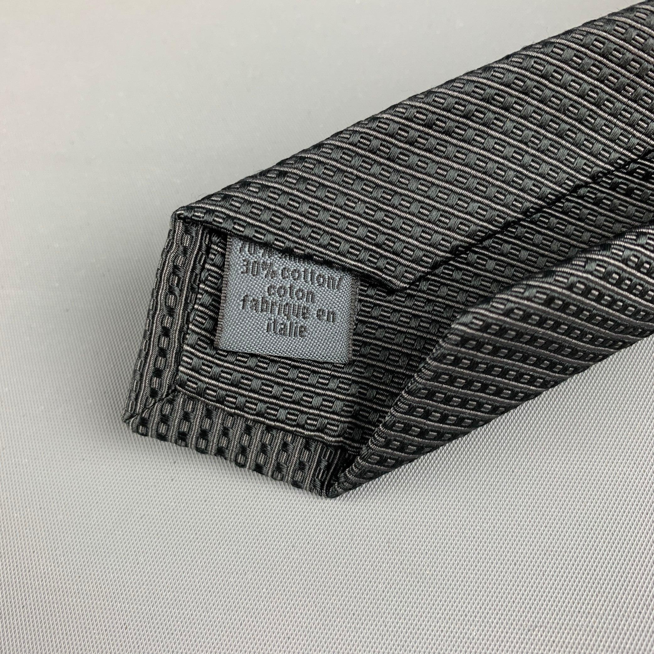 Men's JOHN VARVATOS Grey Black Diagonal Stripe Cotton Tie For Sale