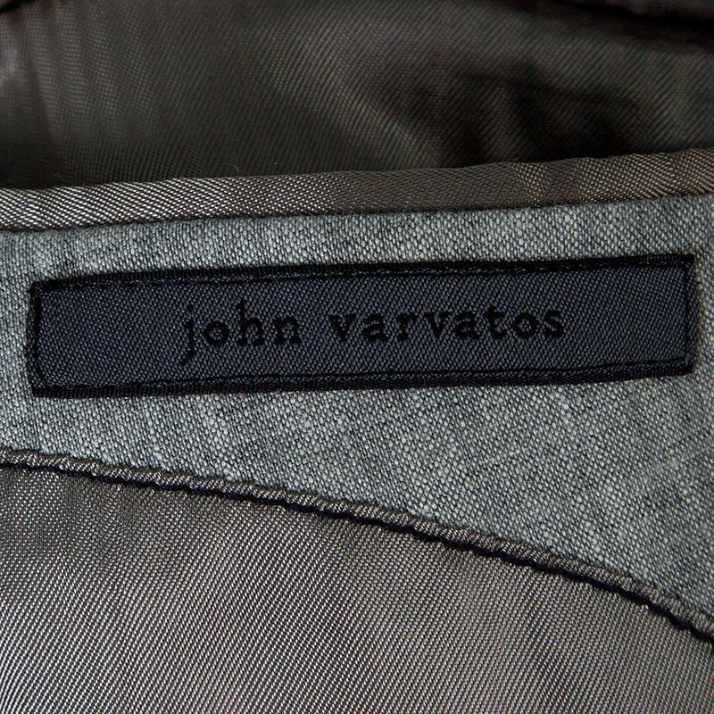 John Varvatos Grey Slub Linen Tailored Blazer XXL In Good Condition In Dubai, Al Qouz 2