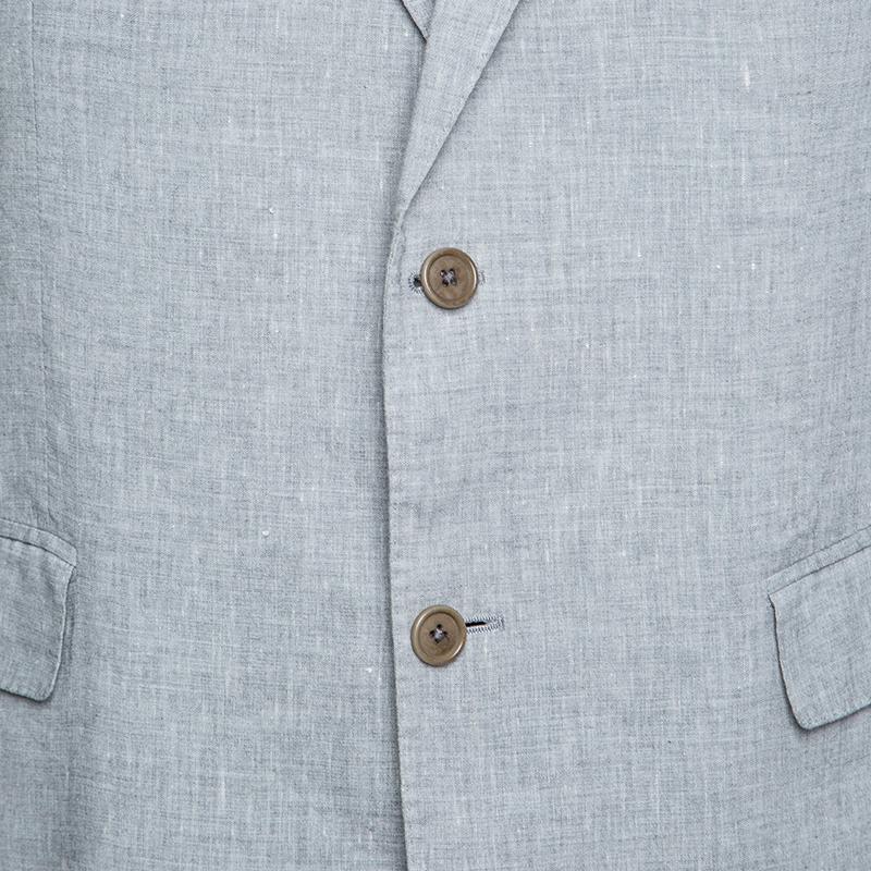 John Varvatos Grey Slub Linen Tailored Blazer XXL 1