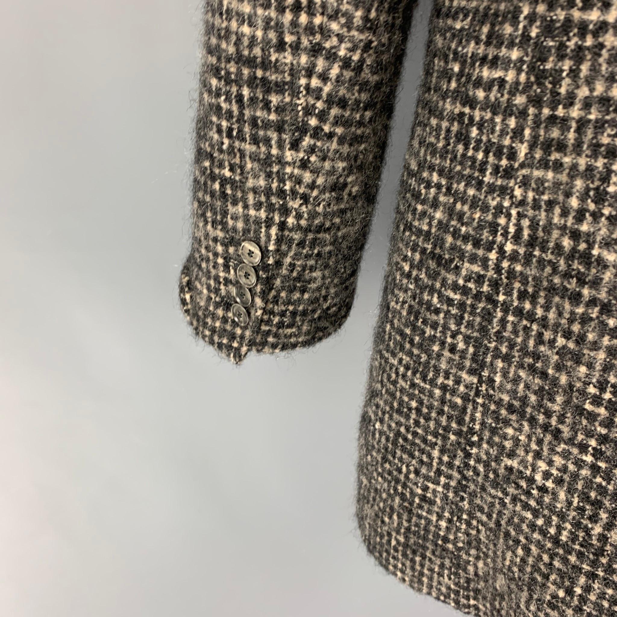 Men's JOHN VARVATOS Limited Edition Size 42 Black Cream Checkered Single Breasted Coat