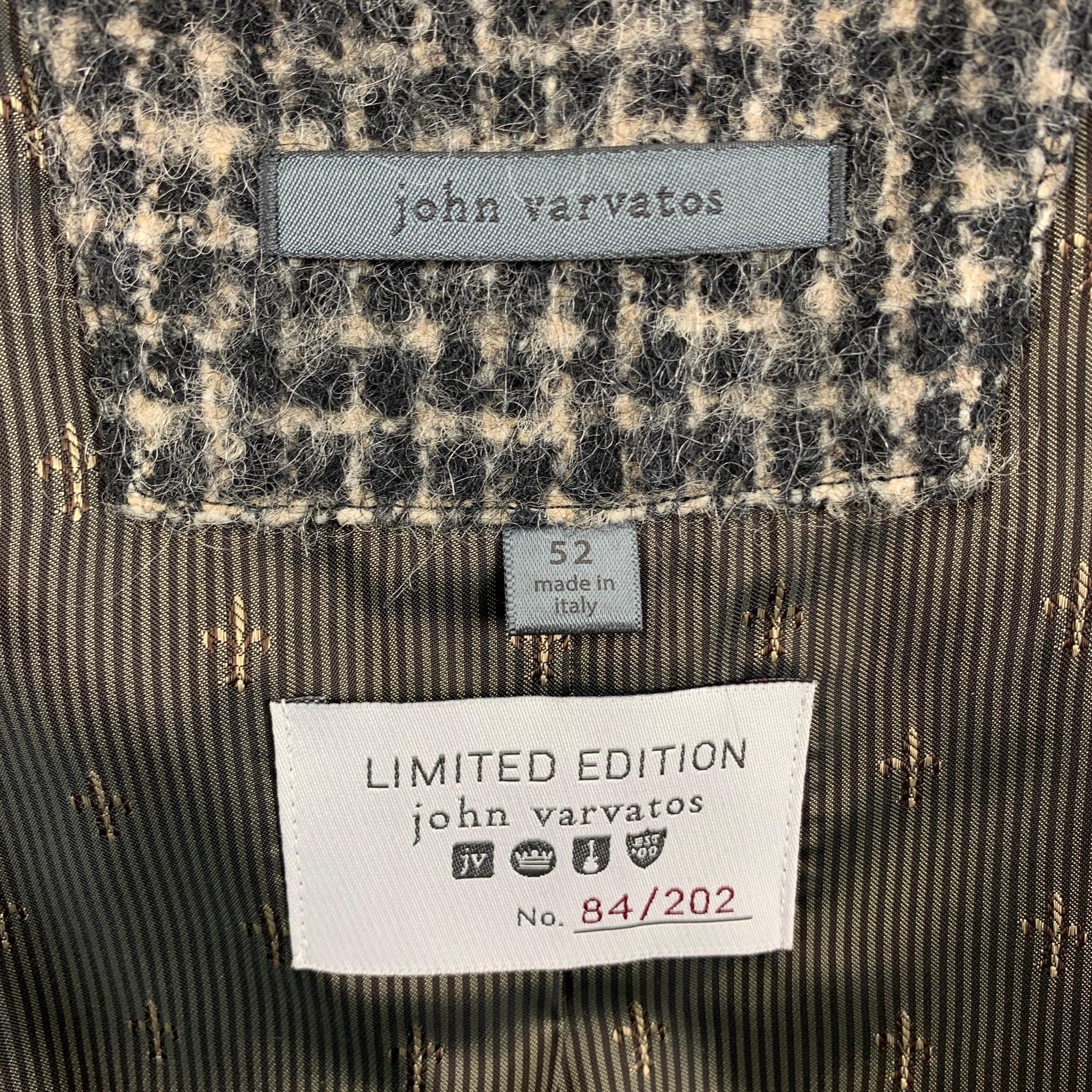 JOHN VARVATOS Limited Edition Size 42 Black Cream Checkered Single Breasted Coat 2