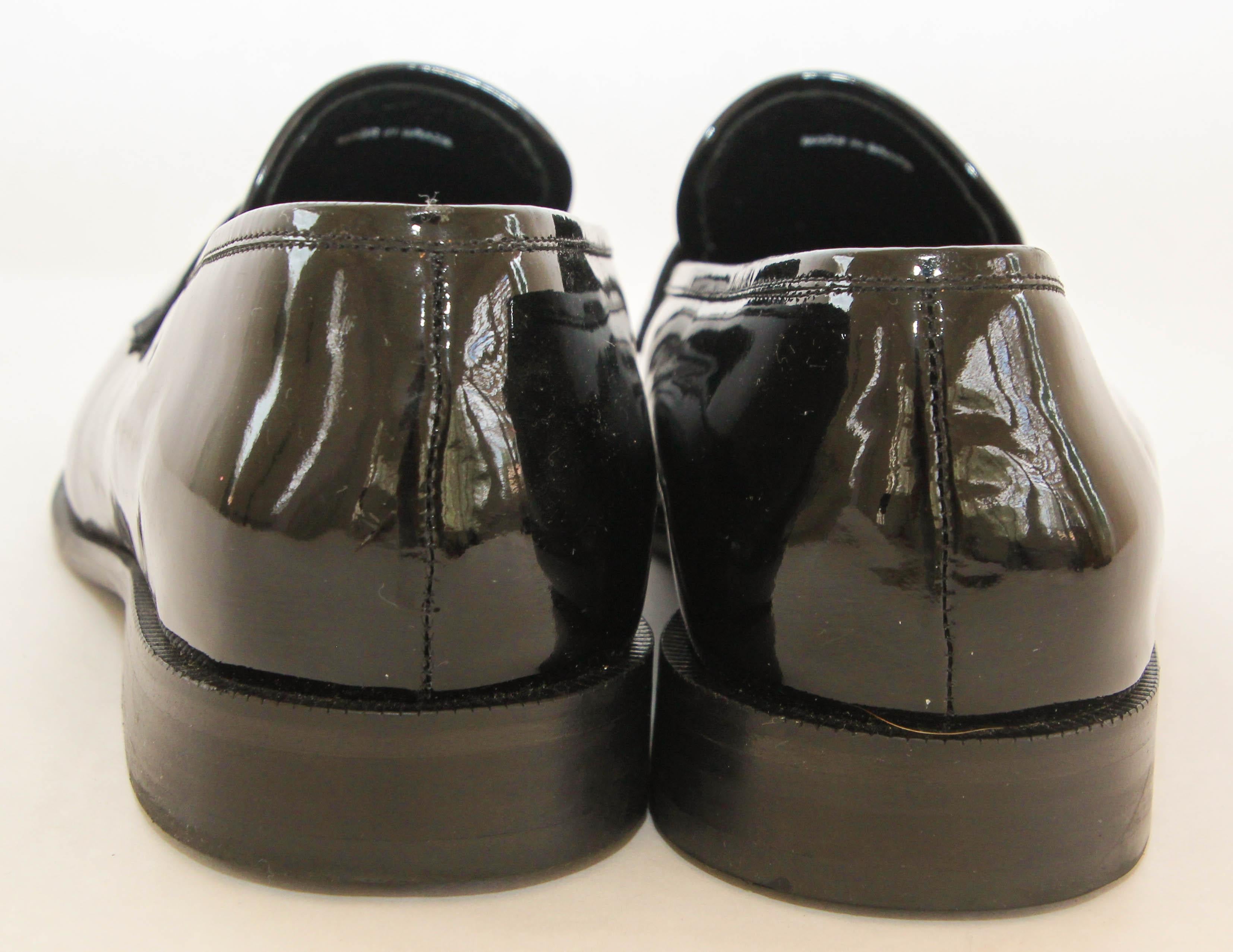 John Varvatos Maestro Men's Slip-On Dress Loafers in Black Patent Leather Sz 9 M en vente 8