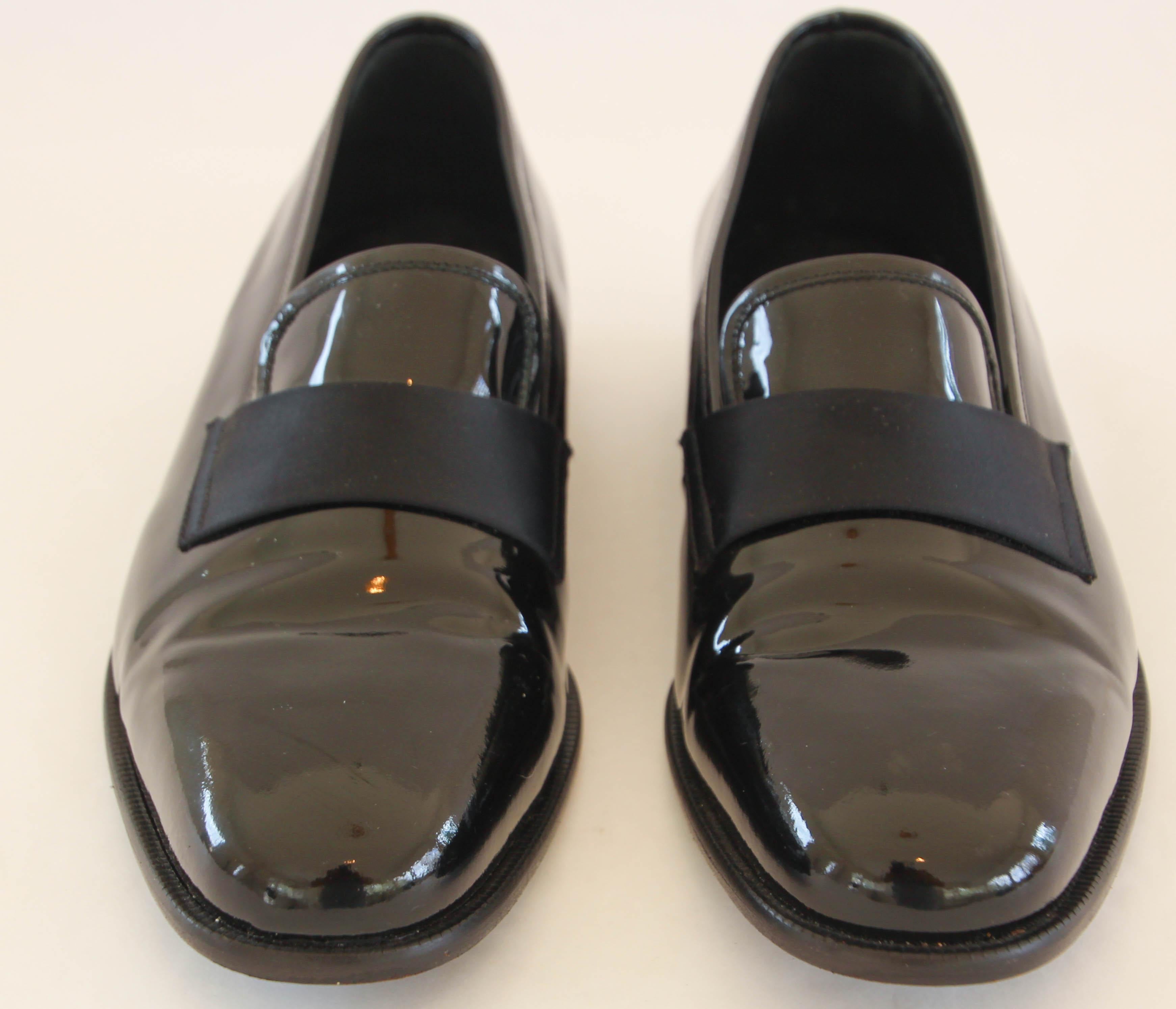 John Varvatos Maestro Men's Slip-On Dress Loafers in Black Patent Leather Sz 9 M en vente 11