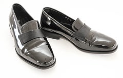 John Varvatos Maestro Men's Slip-On Dress Loafers in Black Patent Leather Sz 9 M