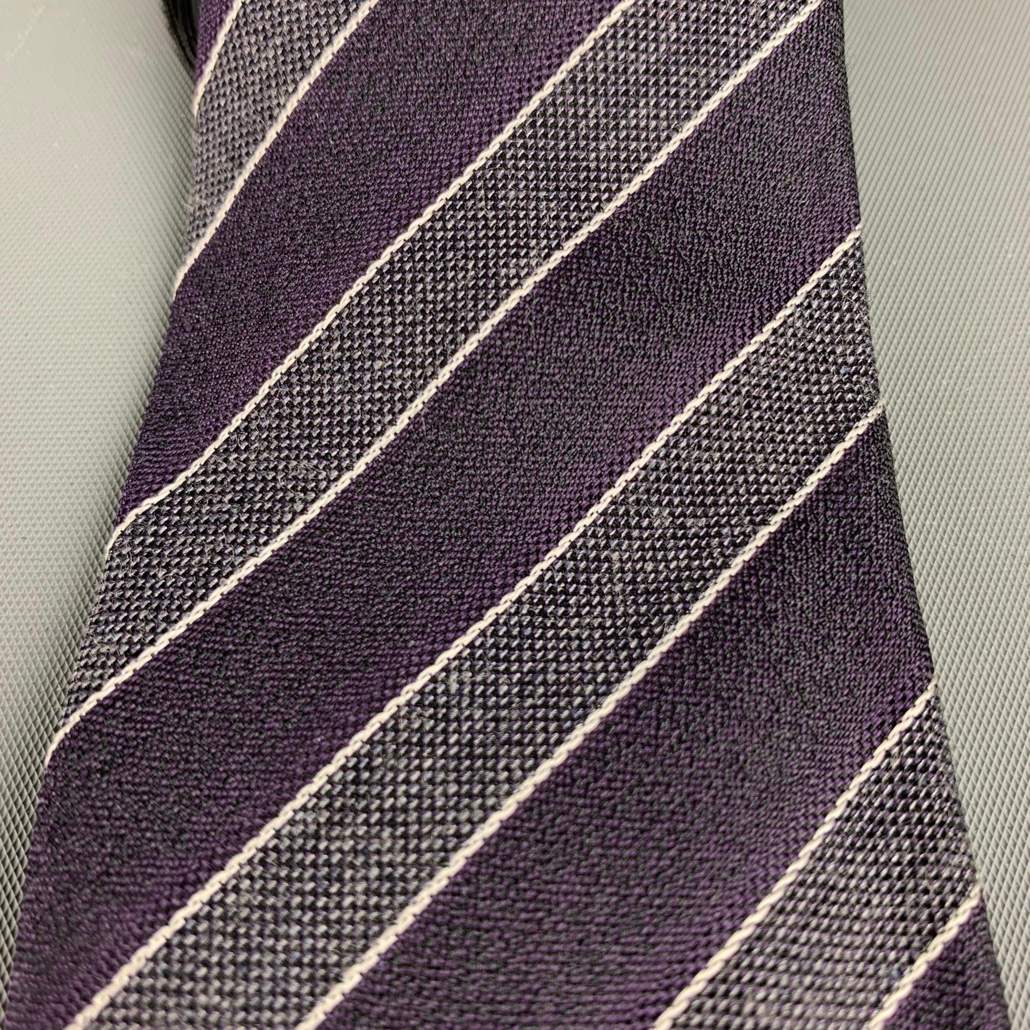 Black JOHN VARVATOS Purple Silver Silk Tie For Sale