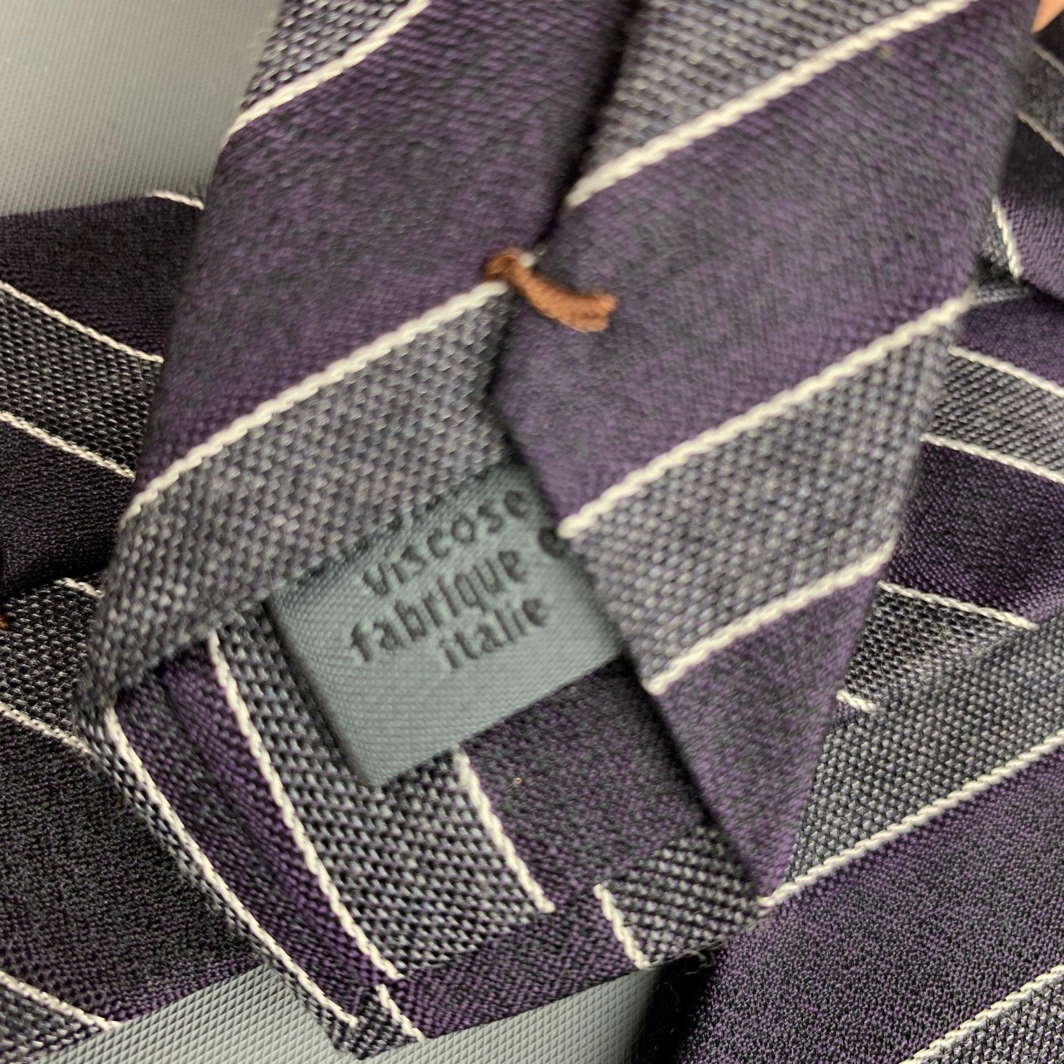 JOHN VARVATOS Purple Silver Silk Tie For Sale 1