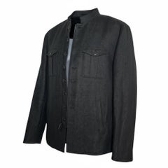 Giacca militare in lino color antracite John Varvatos Resort '18, taglia EU 54 (XL), maglia testurizzata