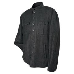 Giacca militare in lino color antracite John Varvatos Resort '18, taglia EU 54 (XL), maglia testurizzata