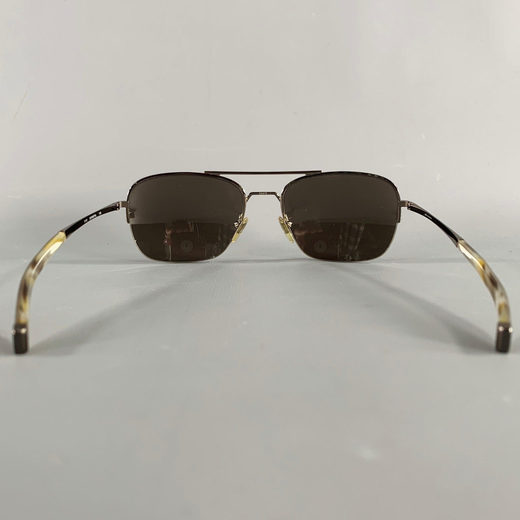 Black JOHN VARVATOS Silver Gunmetal Metal Aviator Sunglasses