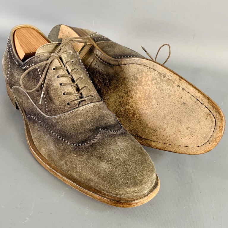 JOHN VARVATOS Size 10 Antique Grey Suede Oxford Lace-Up  display picture 1