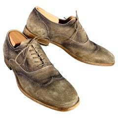 JOHN VARVATOS Size 10 Antique Grey Suede Oxford Lace-Up Shoes