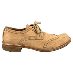 JOHN VARVATOS Size 10.5 Tan Perforated Leather Wingtip Lace Up Shoes