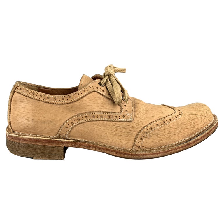 JOHN VARVATOS Size 10.5 Tan Perforated Leather Wingtip Lace Up Shoes at ...