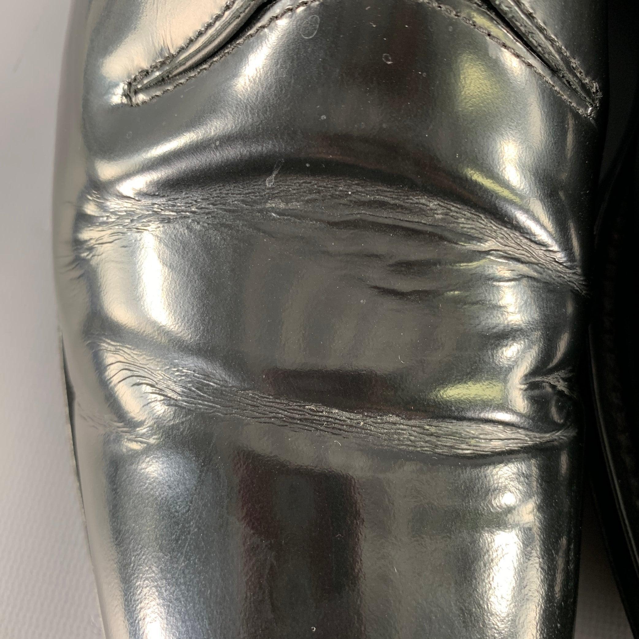 JOHN VARVATOS Size 11 Black Patent Leather Derby Lace Up Shoes For Sale 6
