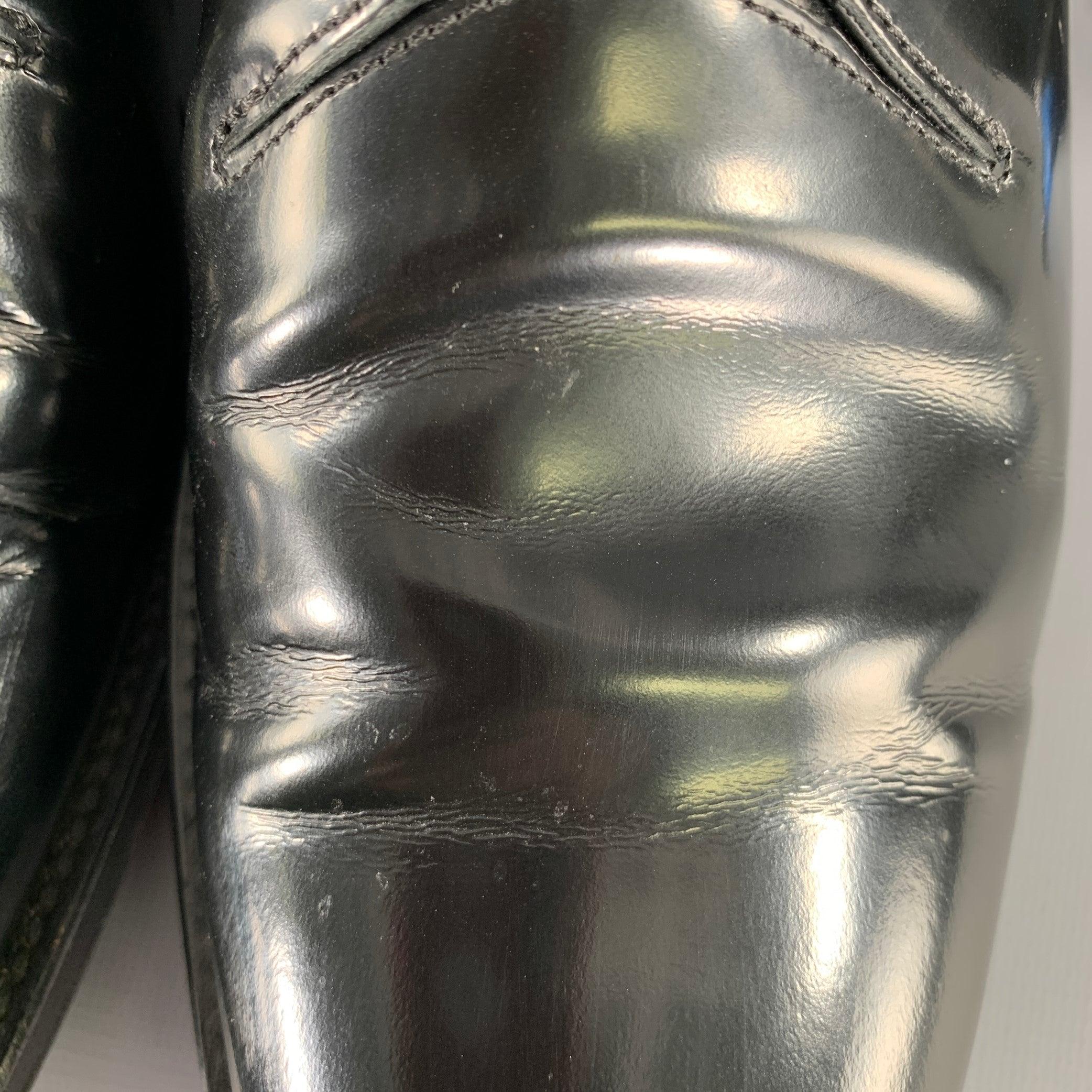 JOHN VARVATOS Size 11 Black Patent Leather Derby Lace Up Shoes For Sale 7