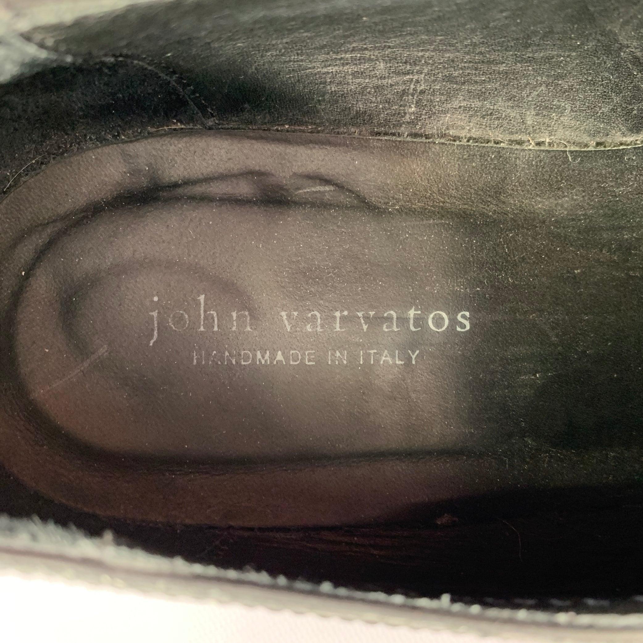 JOHN VARVATOS Size 11 Black Patent Leather Derby Lace Up Shoes For Sale 3