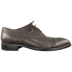 JOHN VARVATOS Size 11 Brown Textured Leather Cap Toe Lace Up