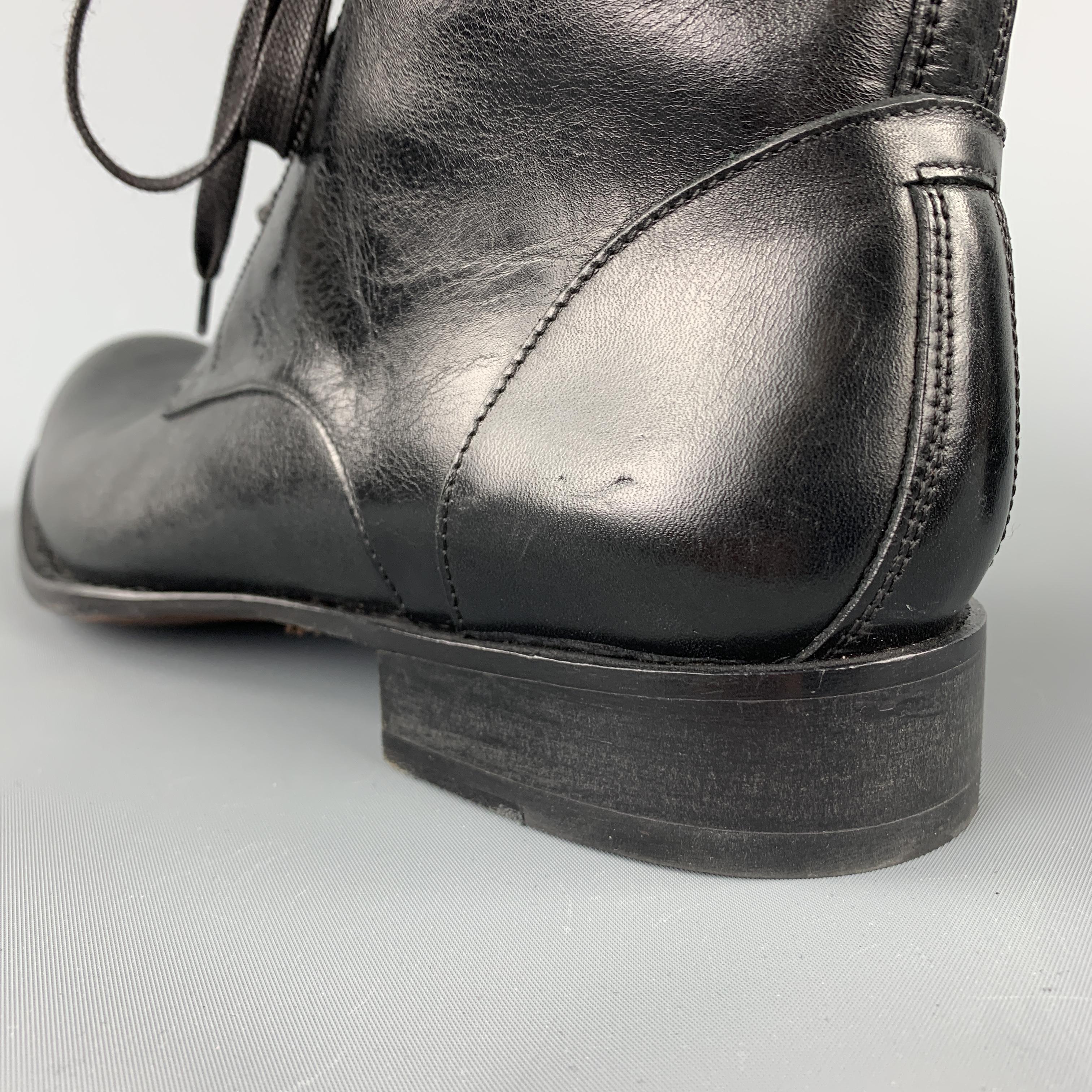 JOHN VARVATOS Size 12 Black Leather Lace Up Convert Boots In Excellent Condition In San Francisco, CA