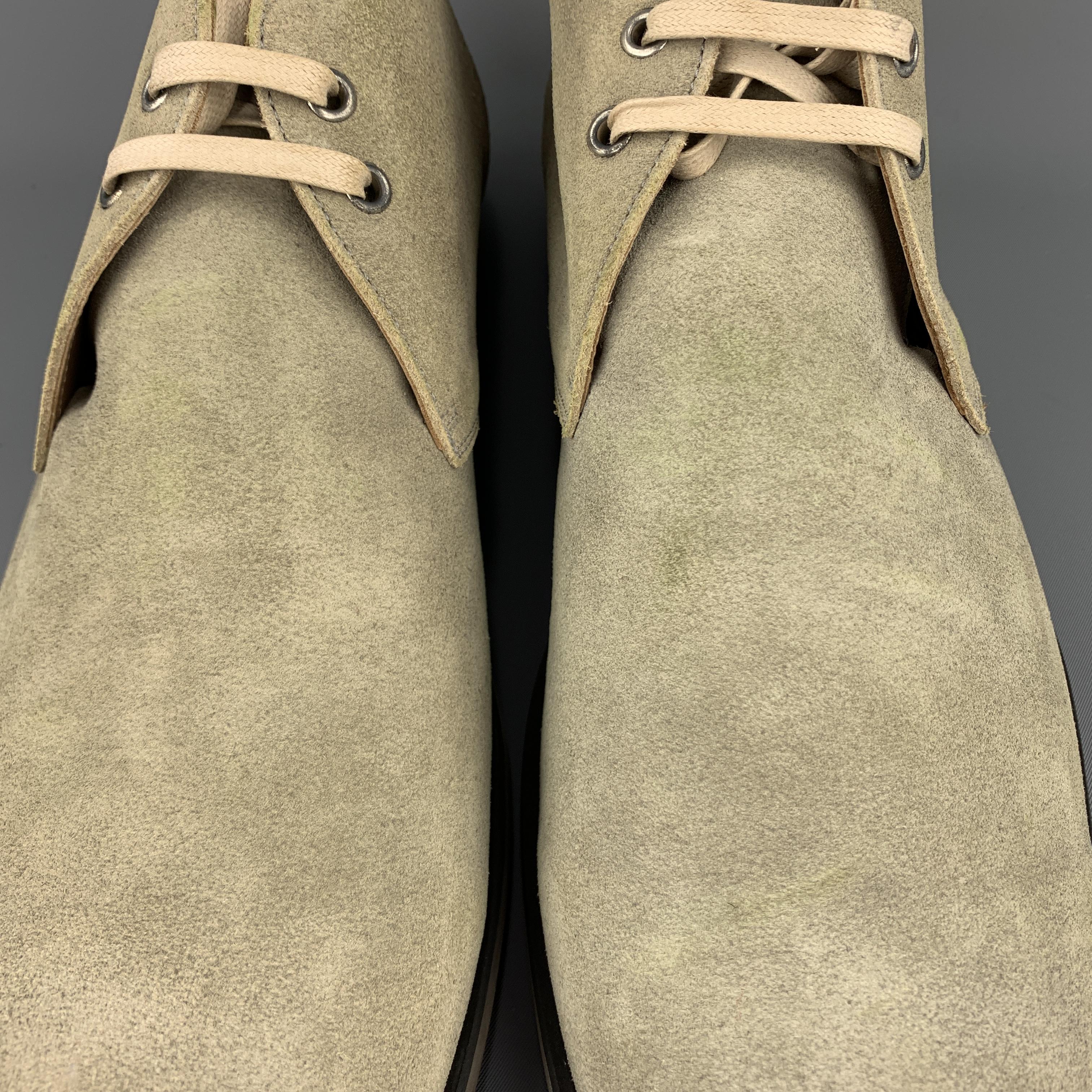 Beige JOHN VARVATOS Size 12 Grey Dirty Wash Lace Up Desert Boots
