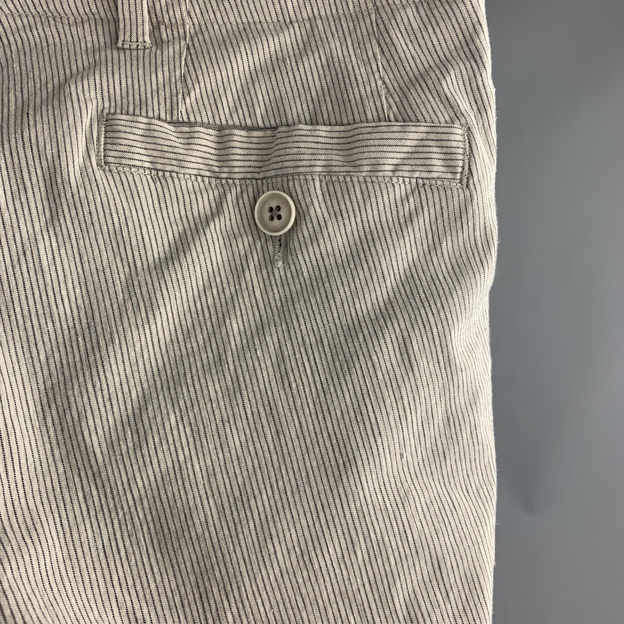 Beige JOHN VARVATOS Size 28 Stripe Cream Cotton Blend Zip Fly Casual Pants