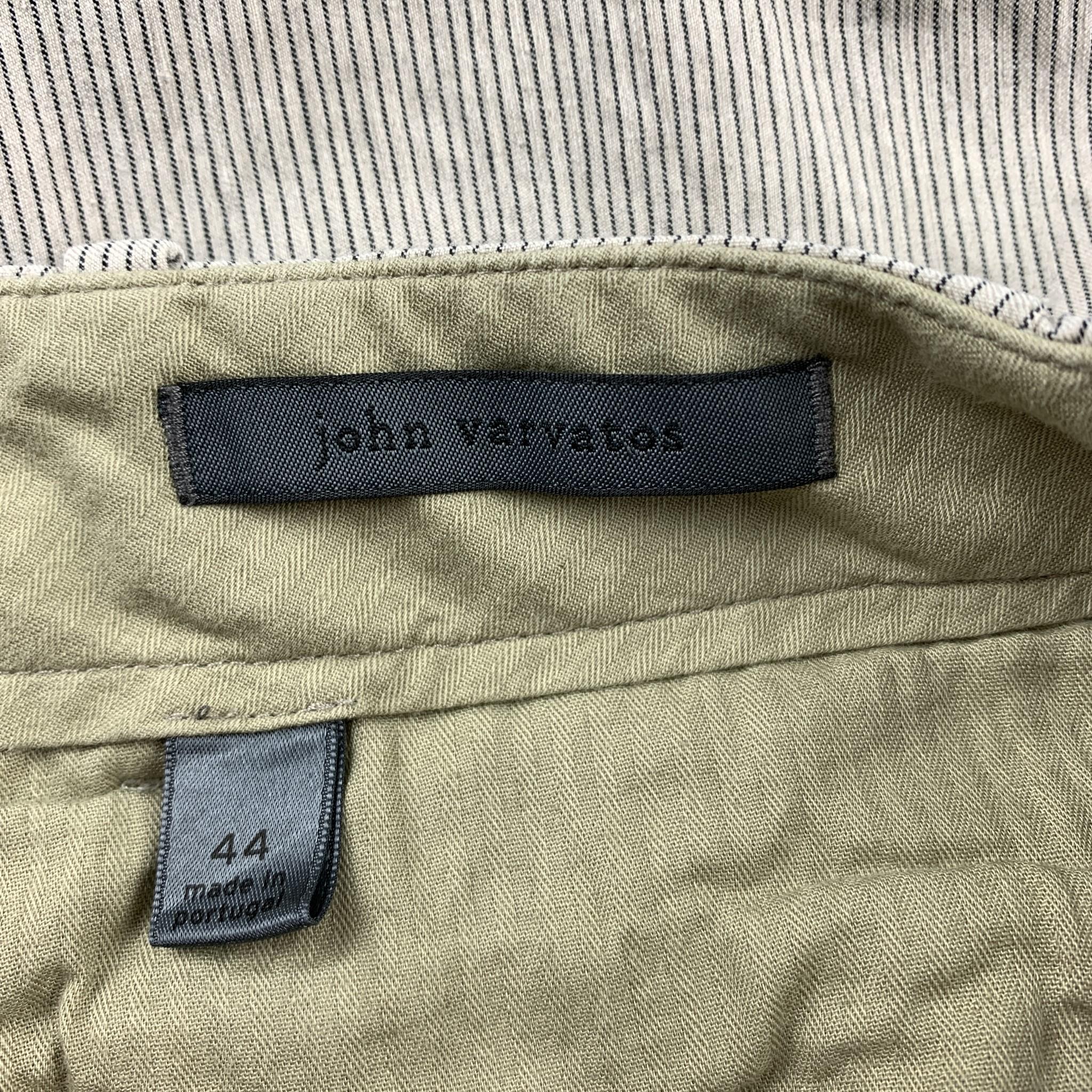 JOHN VARVATOS Size 28 Stripe Cream Cotton Blend Zip Fly Casual Pants In Good Condition In San Francisco, CA