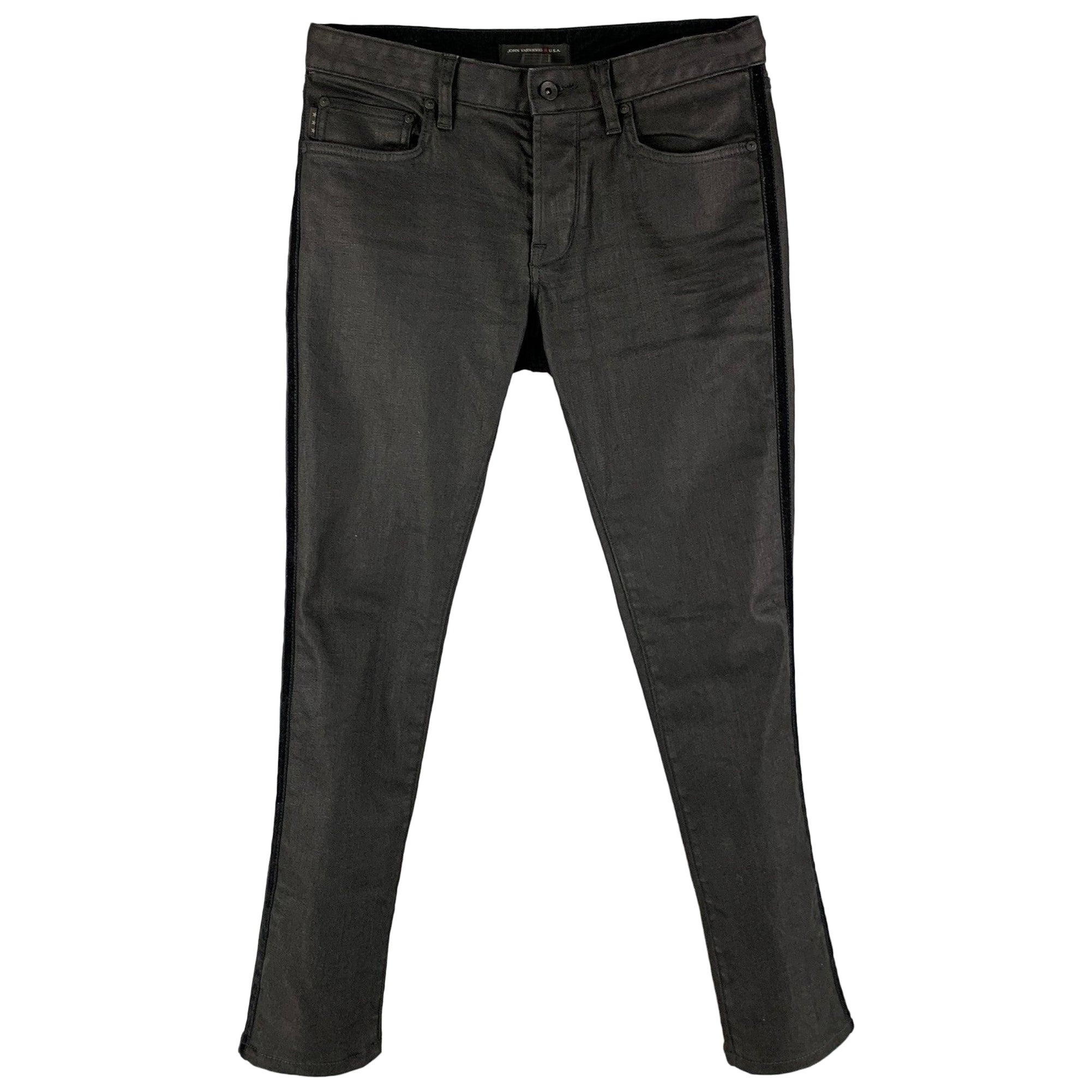 John Varvatos Jeans taglia 30 in cotone e poliestere nero con chiusura a bottone in vendita