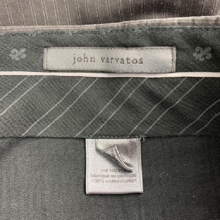 Men's JOHN VARVATOS Size 30 Dark Gray Stripe Cotton Zip Fly Dress Pants For Sale
