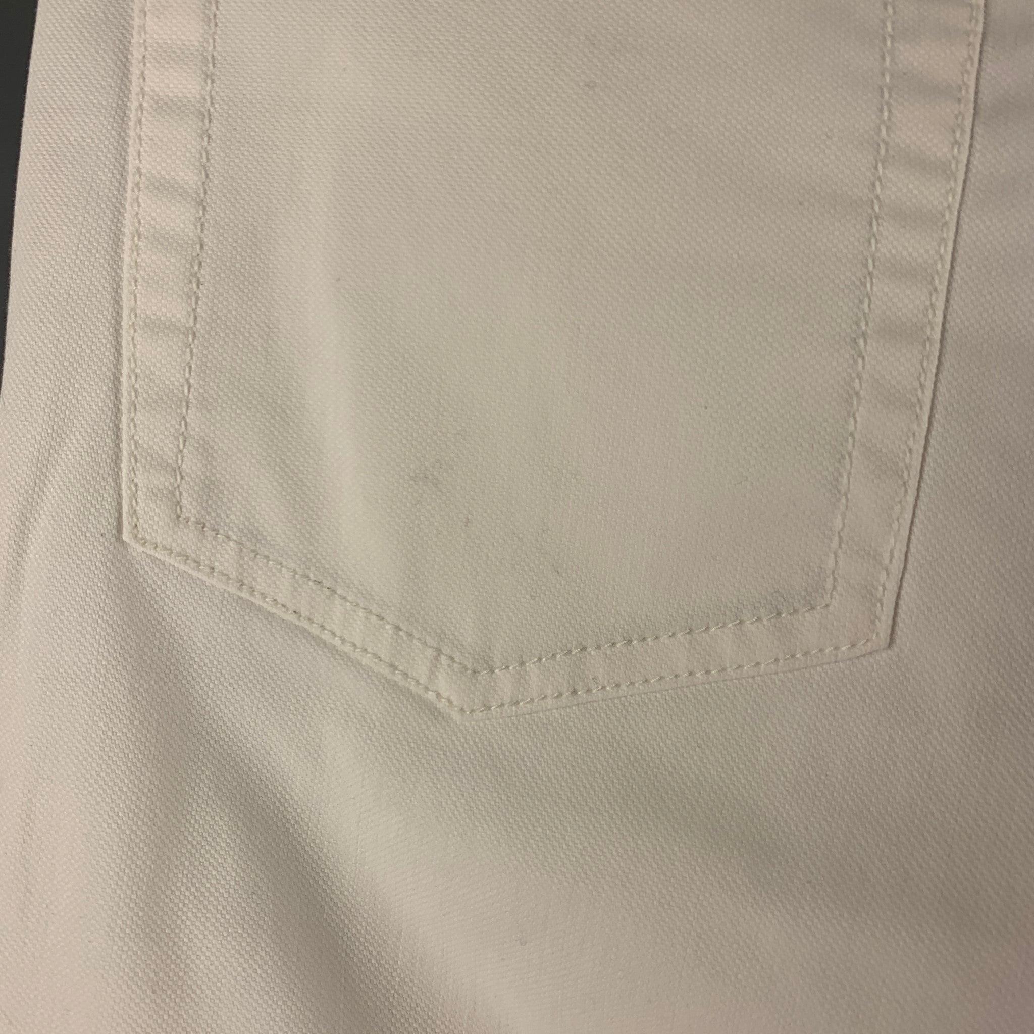 JOHN VARVATOS Size 30 Off White Cotton Elastane Jeans For Sale 3