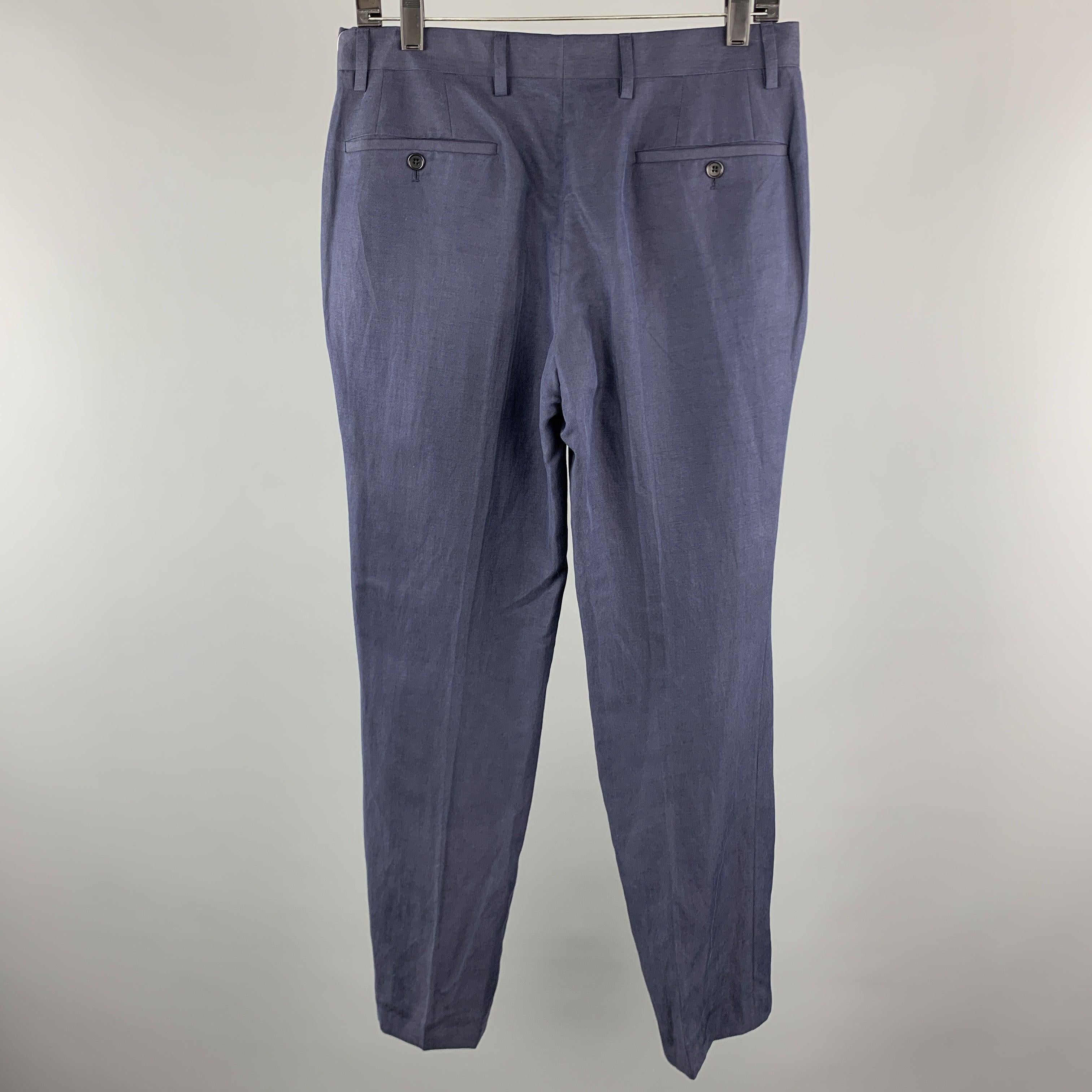 JOHN VARVATOS Size 30 x 30 Navy Cotton Tab Waist Casual Pants In Excellent Condition For Sale In San Francisco, CA