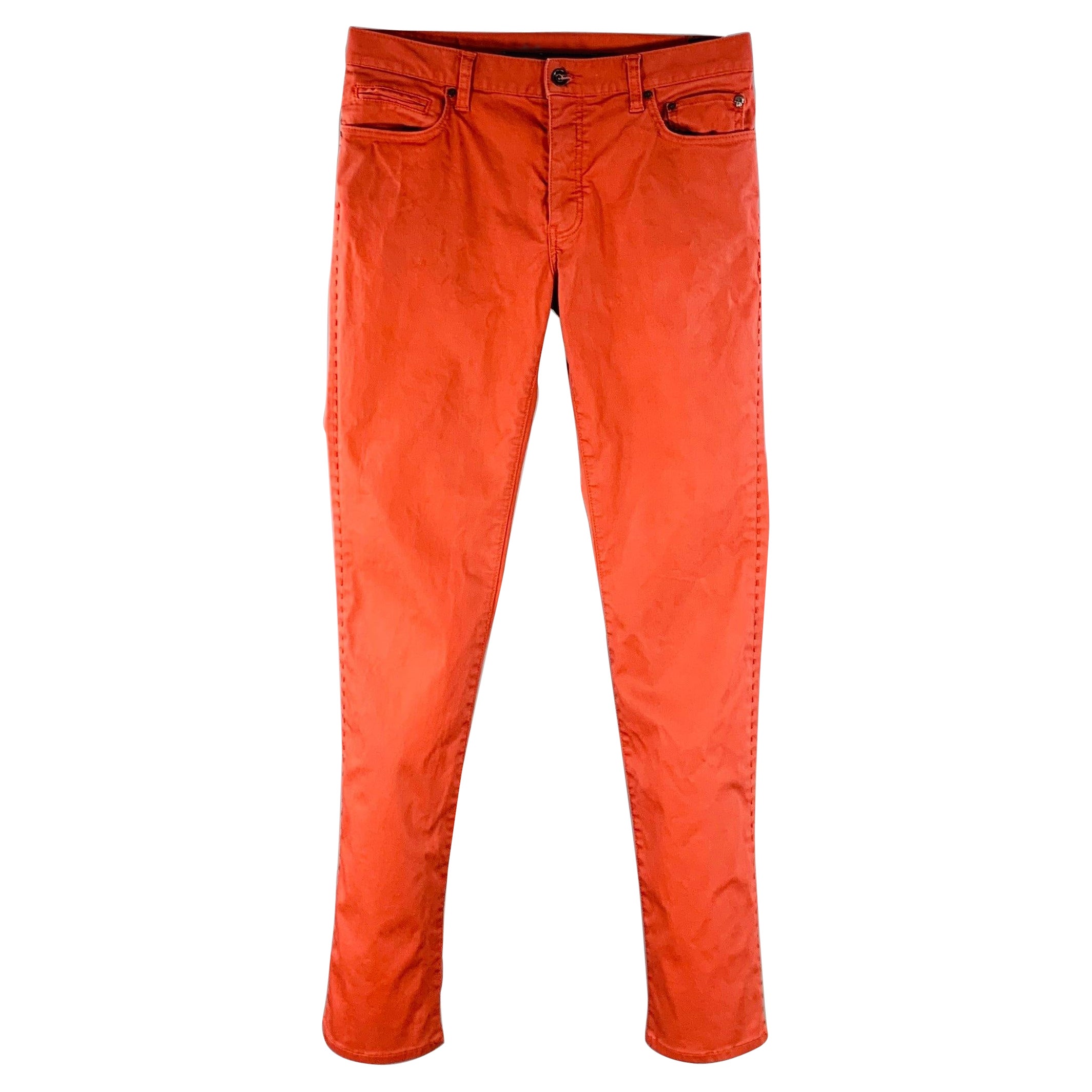 JOHN VARVATOS Größe 32 Brick Cotton Blend Button Fly Jeans im Angebot