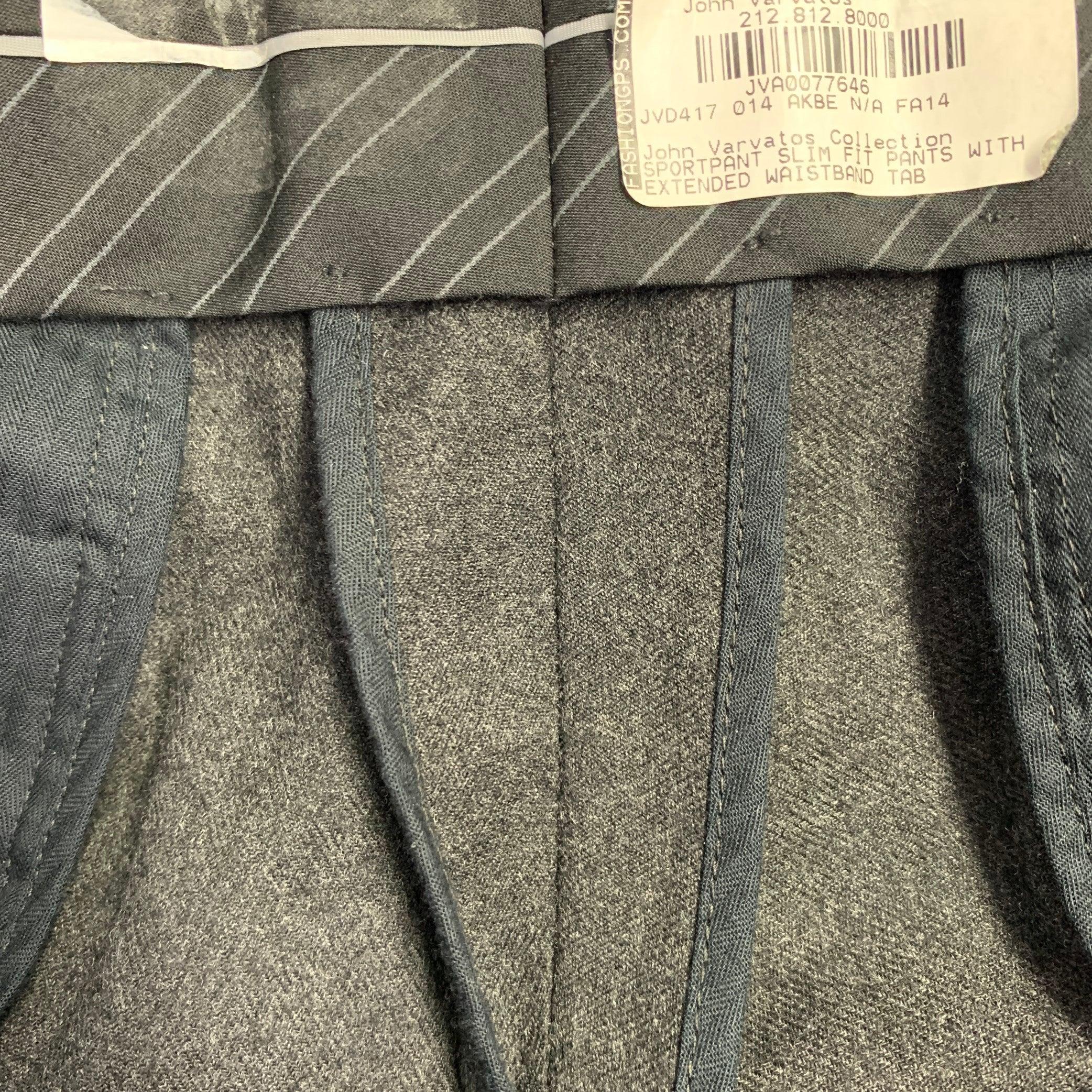 Men's JOHN VARVATOS Size 32 Grey Heather Wool Flat Front Dress Pants For Sale