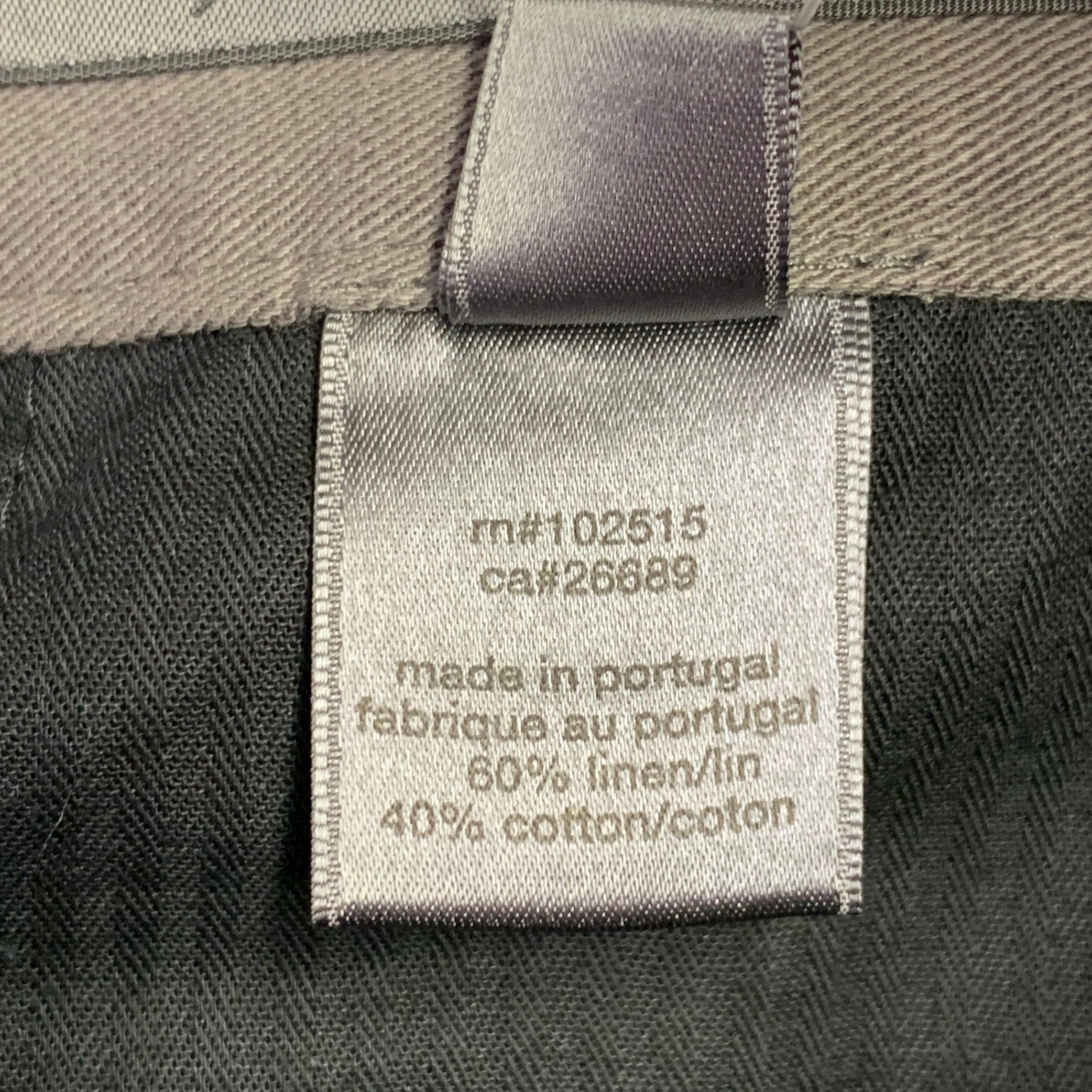 JOHN VARVATOS Size 32 Grey Linen Cotton Casual Pants In Excellent Condition For Sale In San Francisco, CA