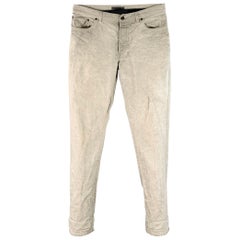 JOHN VARVATOS Talla 33 Gris Jaspeado Algodón Lino Recto Button Fly Pantalones Casual
