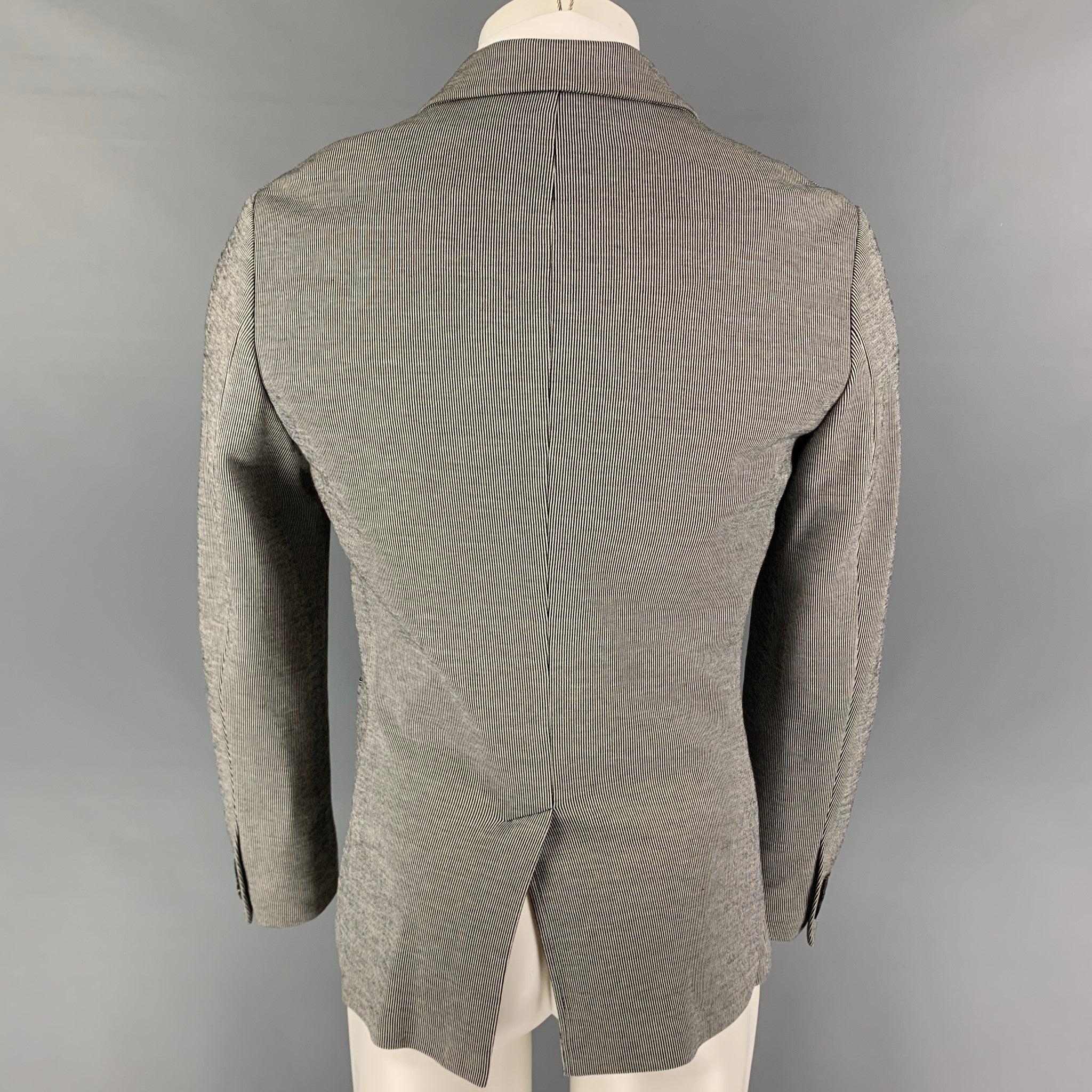 JOHN VARVATOS Size 36 Black Beige Pinstripe Cotton Polyester Sport Coat In Good Condition For Sale In San Francisco, CA